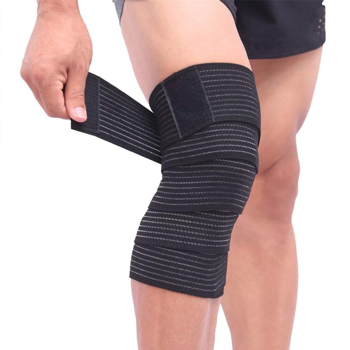 X spring Compression Knee Wraps, 1 Piece Knee Wraps for Weightlifting Compression Bandage Brace Support, Elastic Knee Wrap with Legs, Plantar Fasciitis, Stabilising Ligaments, Cross Training