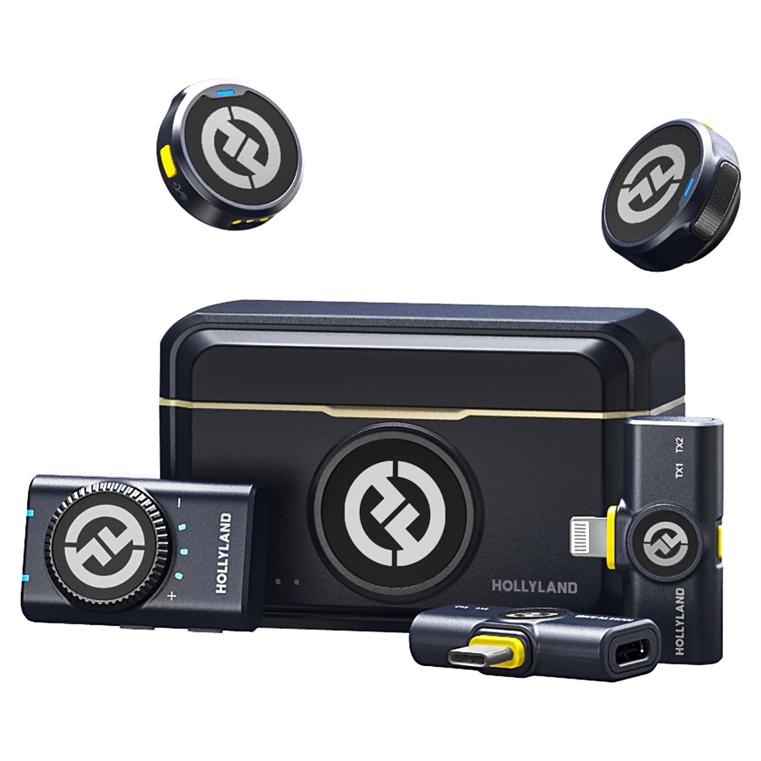 Hollyland LARK M2 Wireless Microphone for iPhone, Android and Camera, 48KHz 24Bit Hi-Fi Audio, 1000ft LOS Range, Noise Cancellation, 40H Duration for Vlogging, YouTube, Streaming