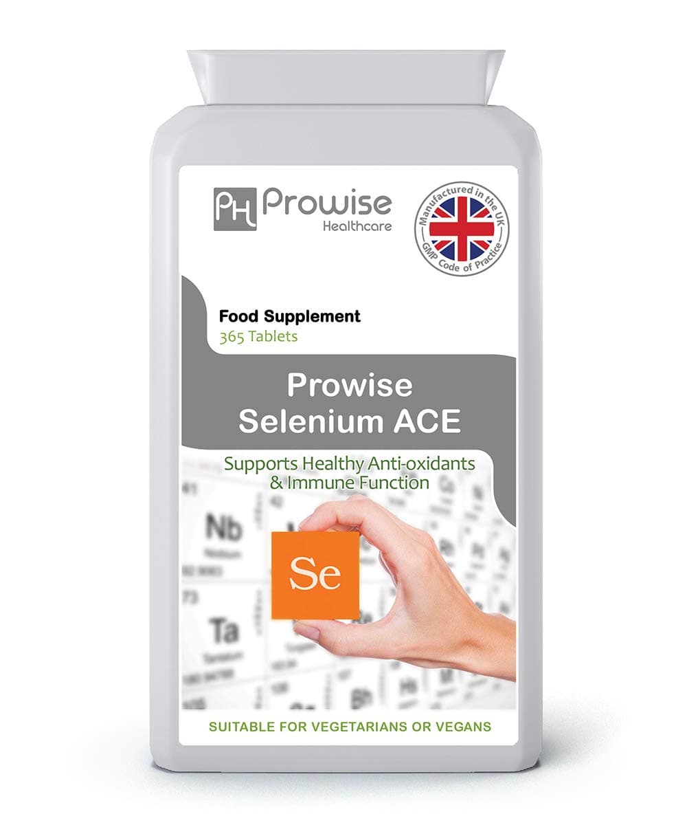 Selenium ACE 365 Tablets - Daily One Per Day Selenium Supplement with Vitamins A, C & E – UK Manufactured | GMP Standards by Prowise Healthcare - Suitable for Vegetarians & Vegans