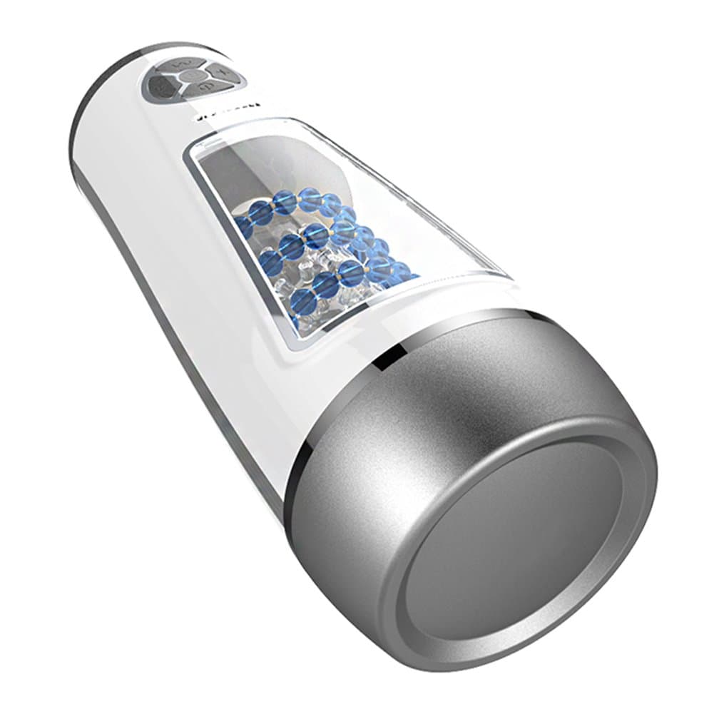 Electric Massager for Men Automatic Telescopic Visual Window Aircraft Cup TPE Male Vibrating Cup Toy Sex，Male appliances Fellatio Simulator（Silver） (F)