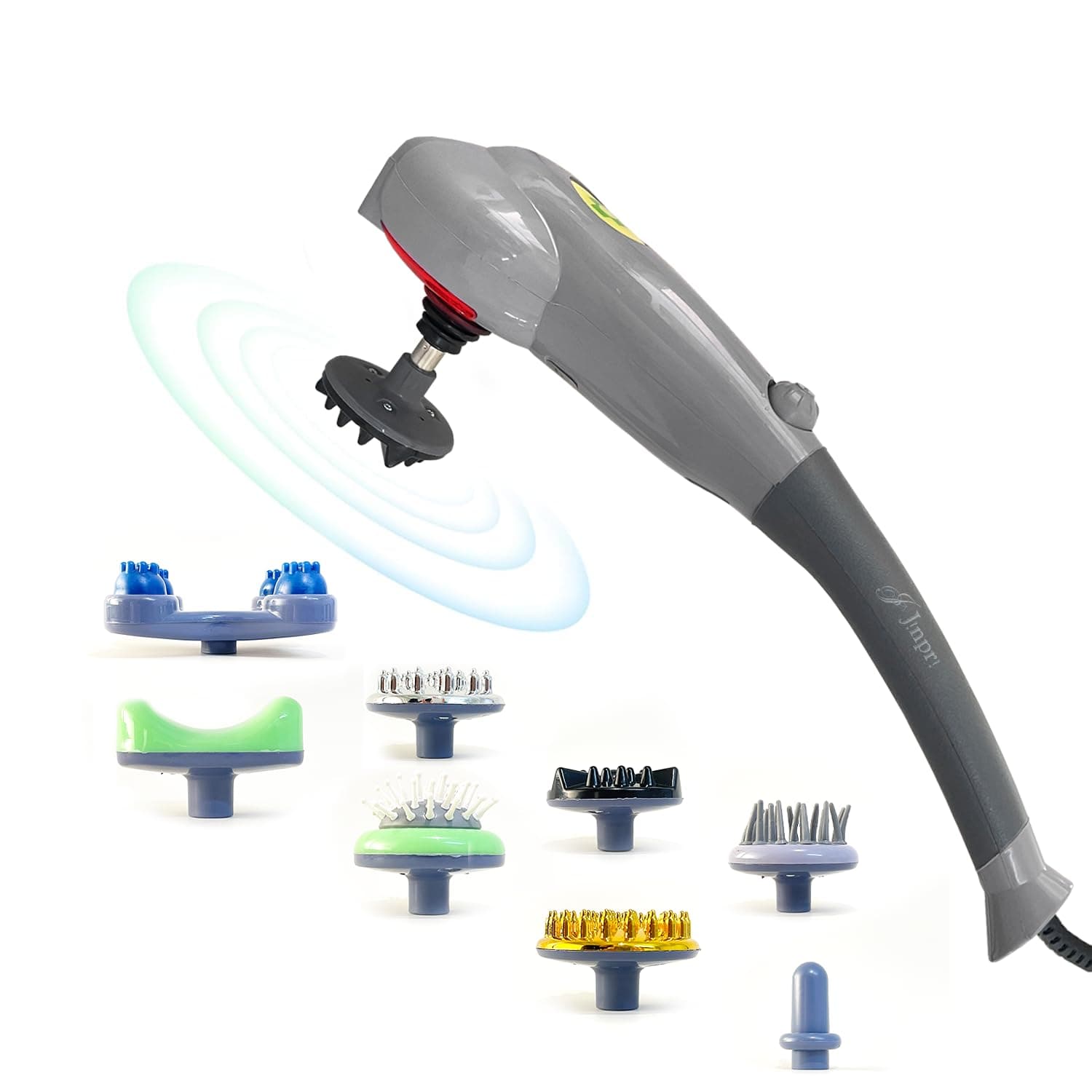 - All-in-One Pain Relief Magic 8 Interchangeable Attachments Corded Electric Massager Head, Neck, Shoulder, Back, Leg, Foot Ideal for Men & Women Fat Reduction & Joint Pain Plug-In (8 In 1)