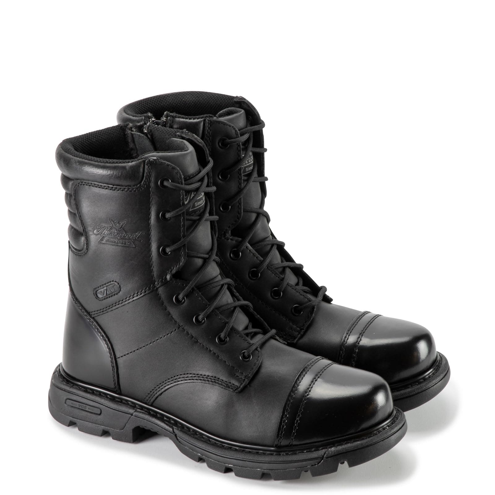 GEN-Flex2 8” Side-Zip Black Tactical Boots for Men and Women - High-Shine Leather Heel & Toe with Goodyear Storm Welt and Slip-Resistant Outsole