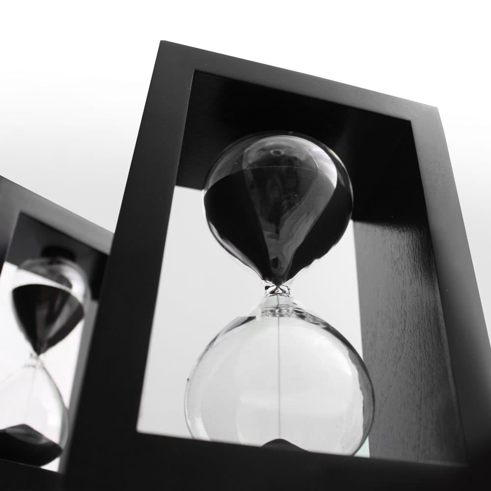 Sand Timer Hourglass Black Set, Time Management System, 60 Minute/1 Hour & 10 Minute with Protective Wooden Box - Perfect for Office Decor
