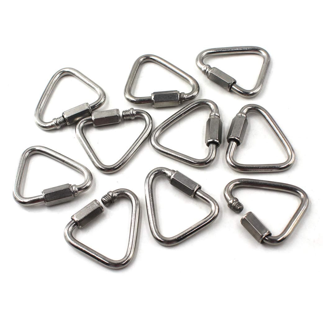 M5 Delta Quick Link 304 Stainless Steel Triangle Quicklink Chain Connector Screw Lock Carabiner Pack of 10