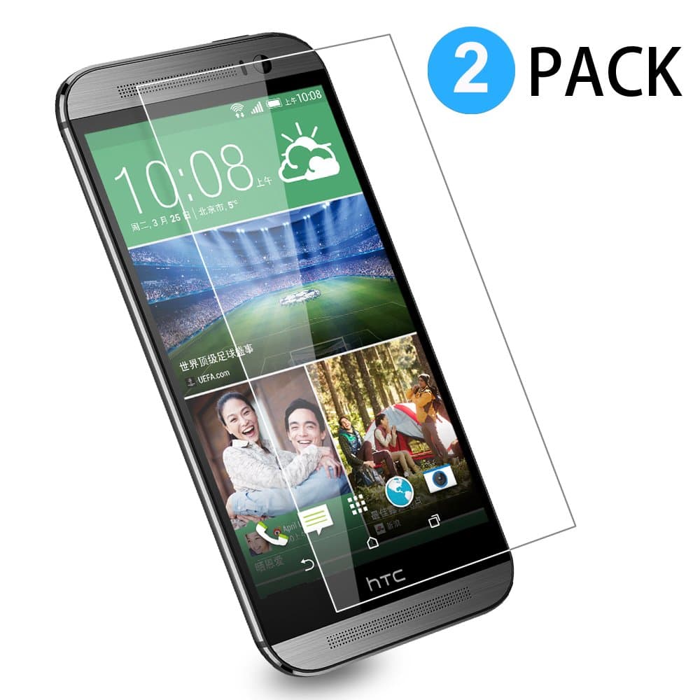 HTC ONE M8 Screen Protector,[2 Pack] Hi-Luck 0.33mm Premium Crystal Clear Tempered Glass Screen Protector for HTC ONE M8 [9H, Anti-Scratching, Anti-Oil, Bubble-Free]