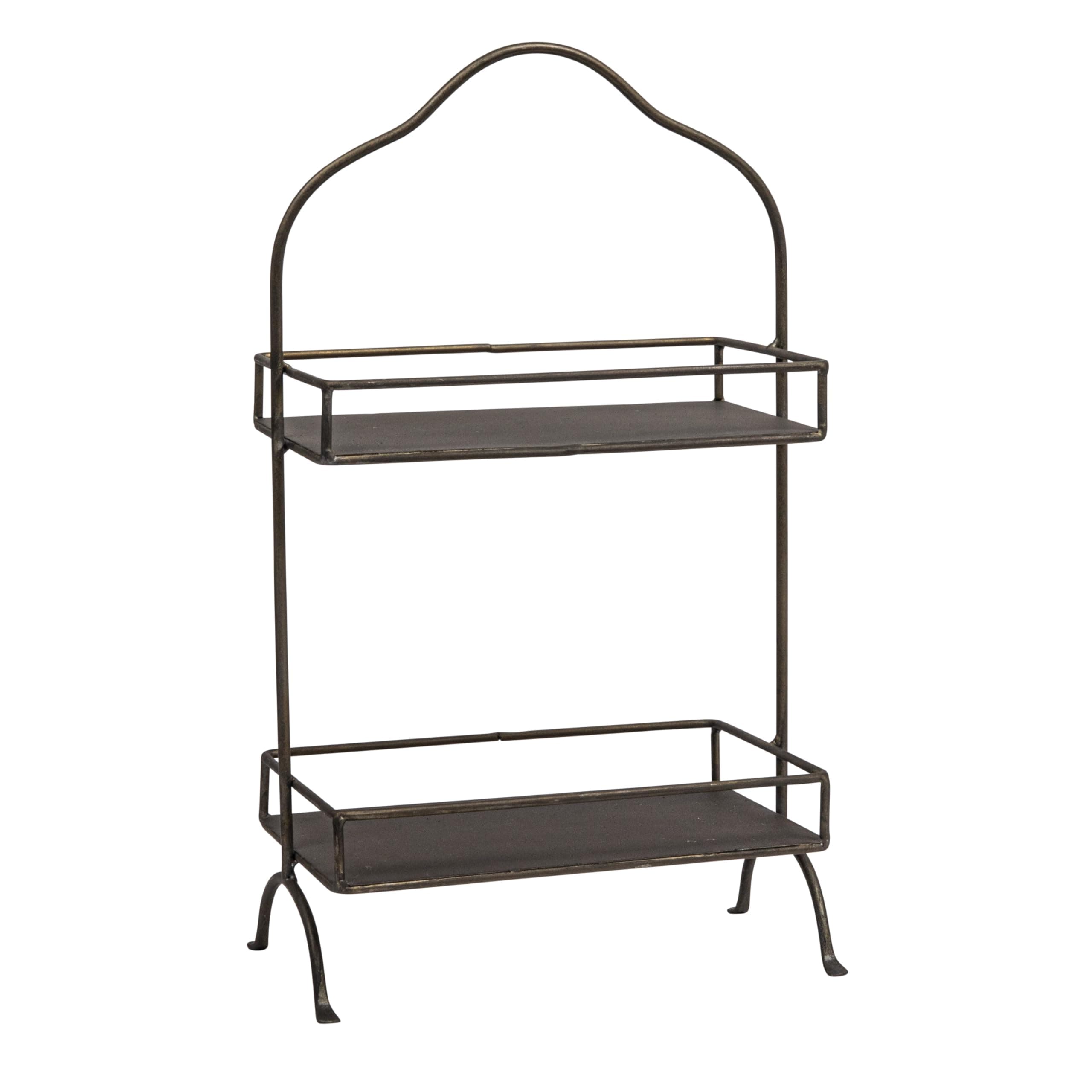 Decorative Metal 2 Tier Tray with Handle