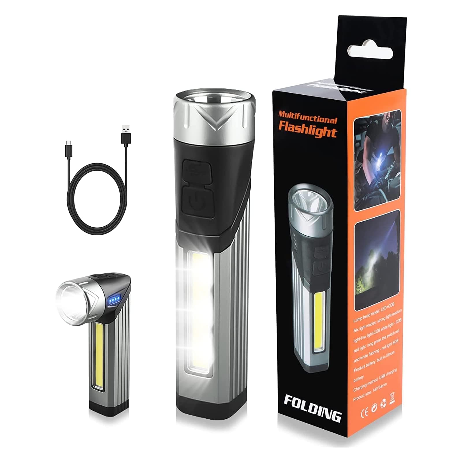 MAKINGTEC USB Rechargeable Torch, Super Bright IP65 Waterproof Torch, 7 Modes with Ideal Flashlight for Camping, Emergency, Indoor and Outdoor Use [Energy Class A+++]