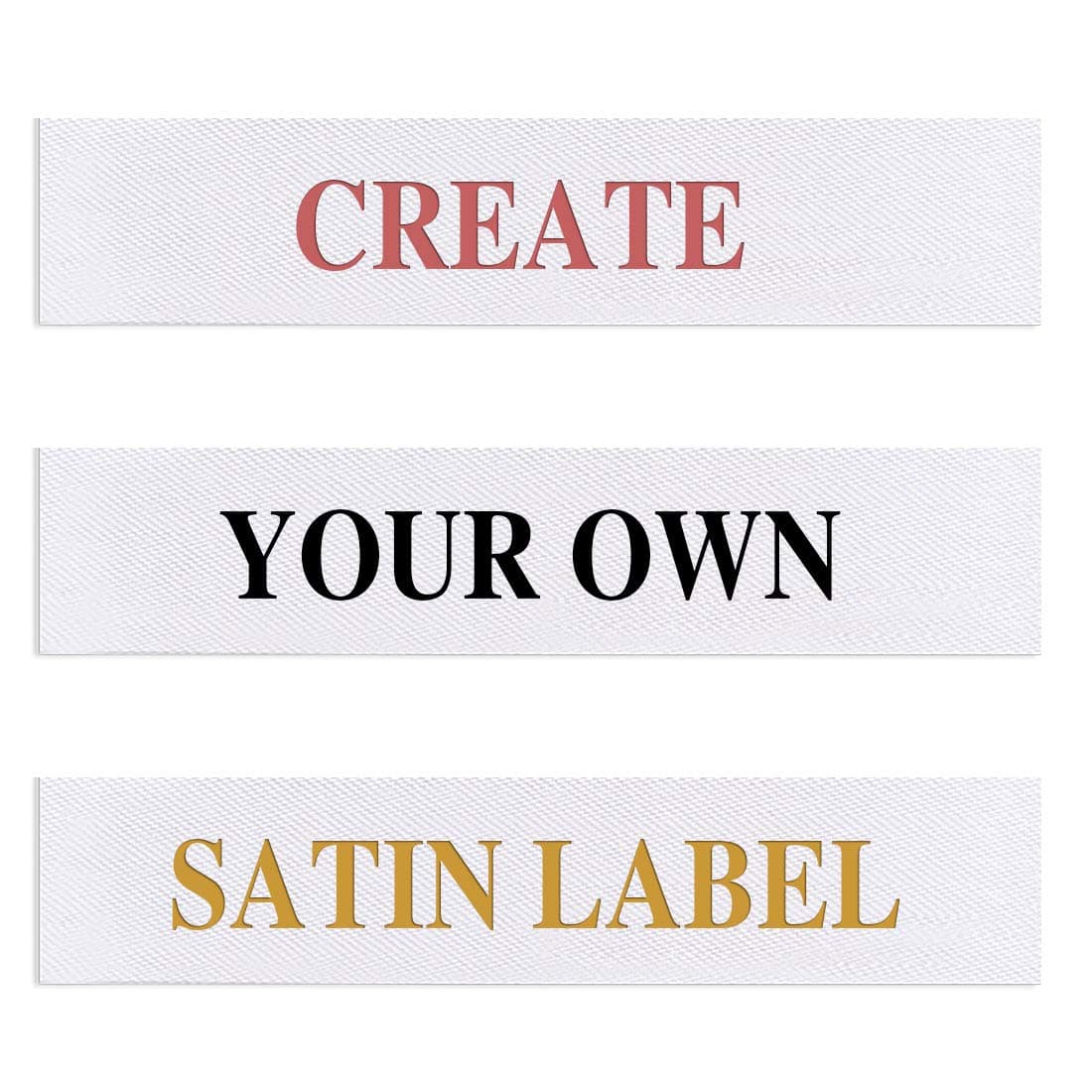 Wunderlabel Personalized Custom Customized Printed Satin Labels Crafting Craft Art Fashion Ribbon Ribbons Tag Clothing Sewing Clothes Garment Label Labels Tags, 2.36 x .78 in; 60 x 20 mm, 50 Labels