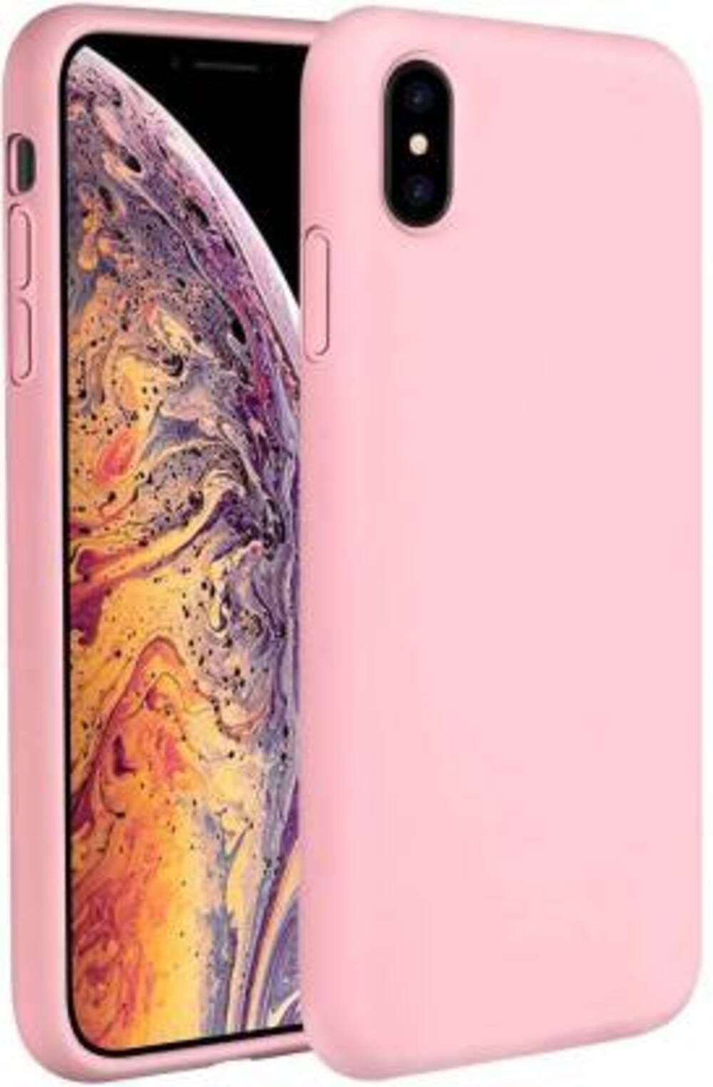 Zubitech iPhone XS Max Soft Liquid Silicone Gel Case Full Body Shockproof Rubber Protection Matte Finish Cover Soft Microfiber Lining Cushion Slim Back Case (iPhone XS Max, Pink)