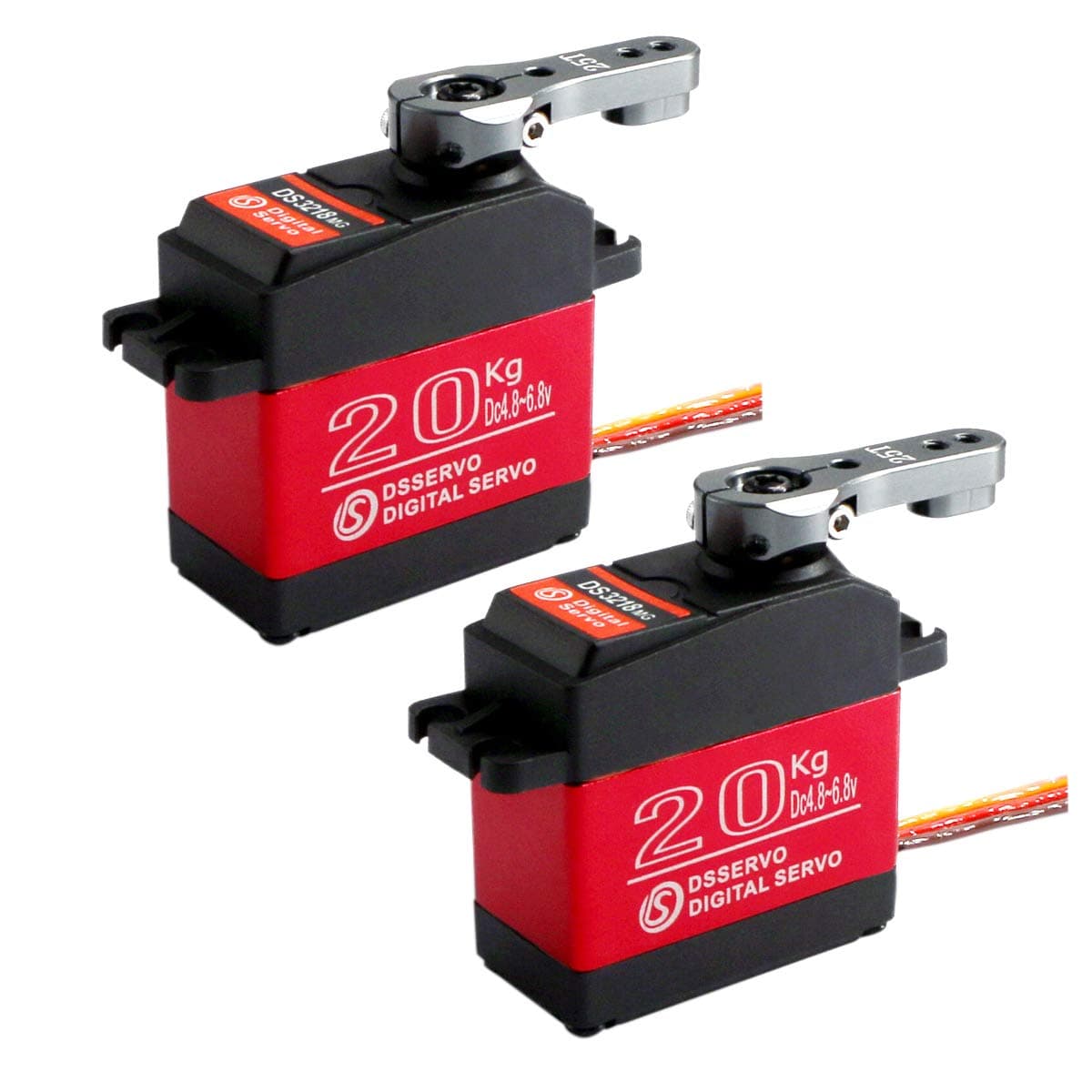 2 Sets 20KG RC Digital Servo - Large Torque High Speed Full Metal Gear - Waterproof 180 Degree Servo Motor with 25T Servo Horn for RC Robotic Arm Model DIY Baja Car 1/10 Scale Crawler Truck