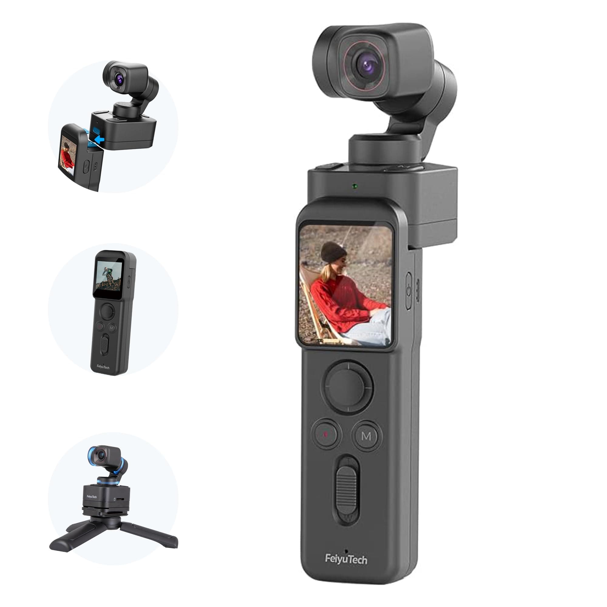 Feiyu Pocket 3 Kit Handheld 4K Vlogging Camera | 3-Axis Gimbal Image Stabilization | 1/2.3″CMOS | 4K60fps | 1080P 120fps | FOV 130° Ultra-Wide Angle