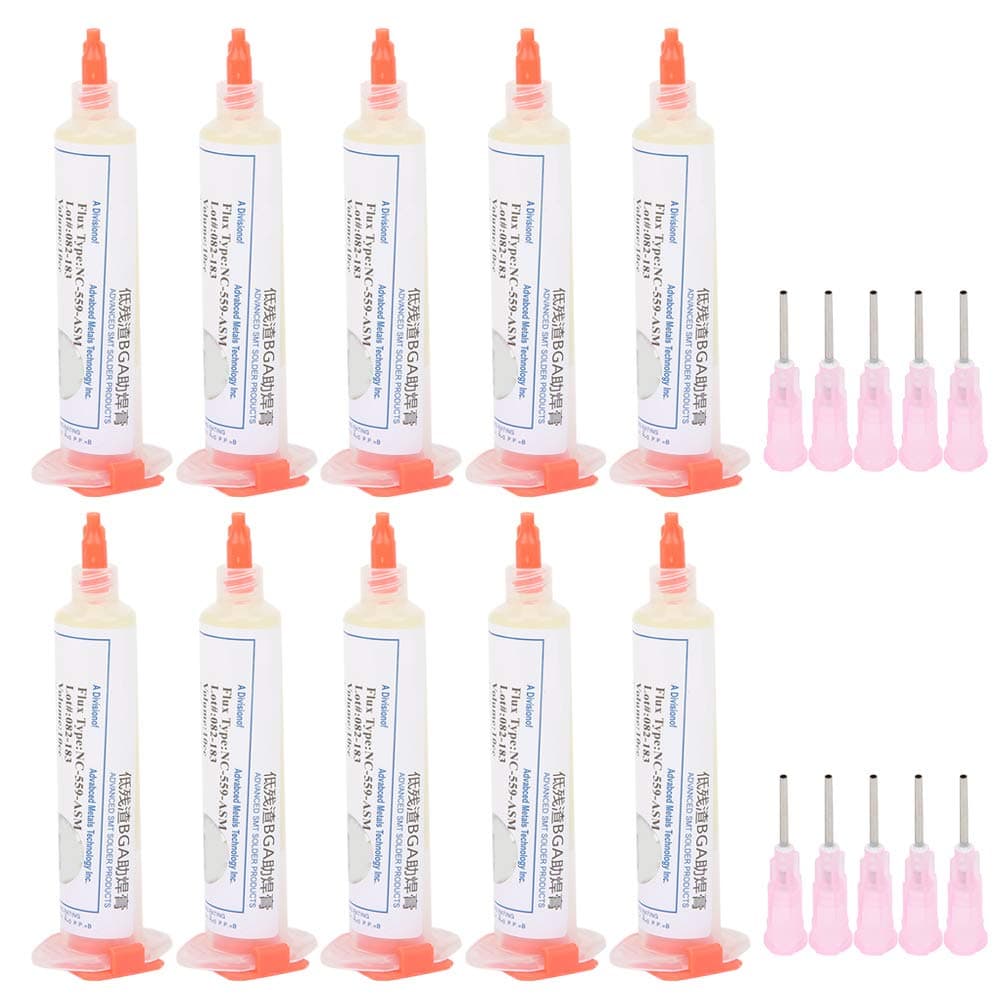 10pcs Solder Paste with Needle Dispensing Tool, NC 559 No Clean Low Flux Welding