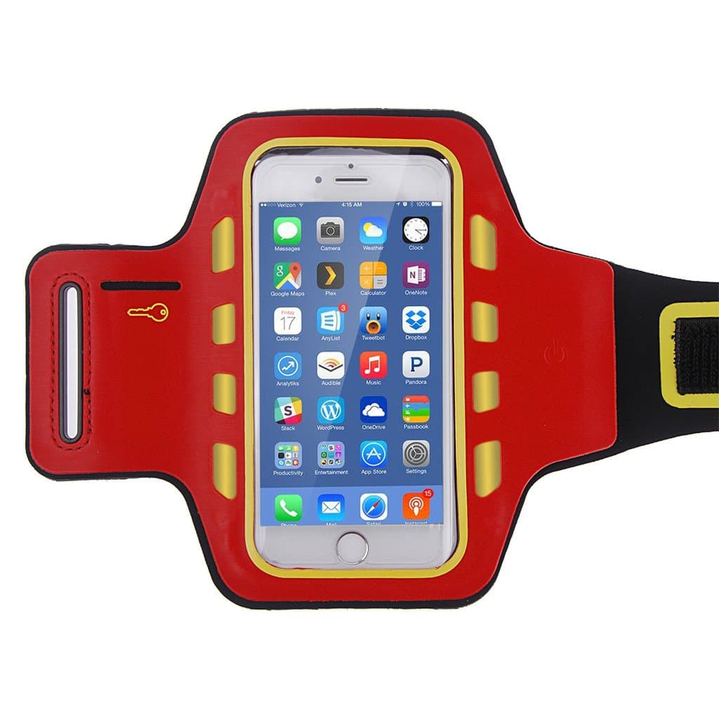 AiBOUSA LED Armband with Key Holder / Screen Protector for iPhone 6 Plus /6S Plus 5.5 inch (Red)