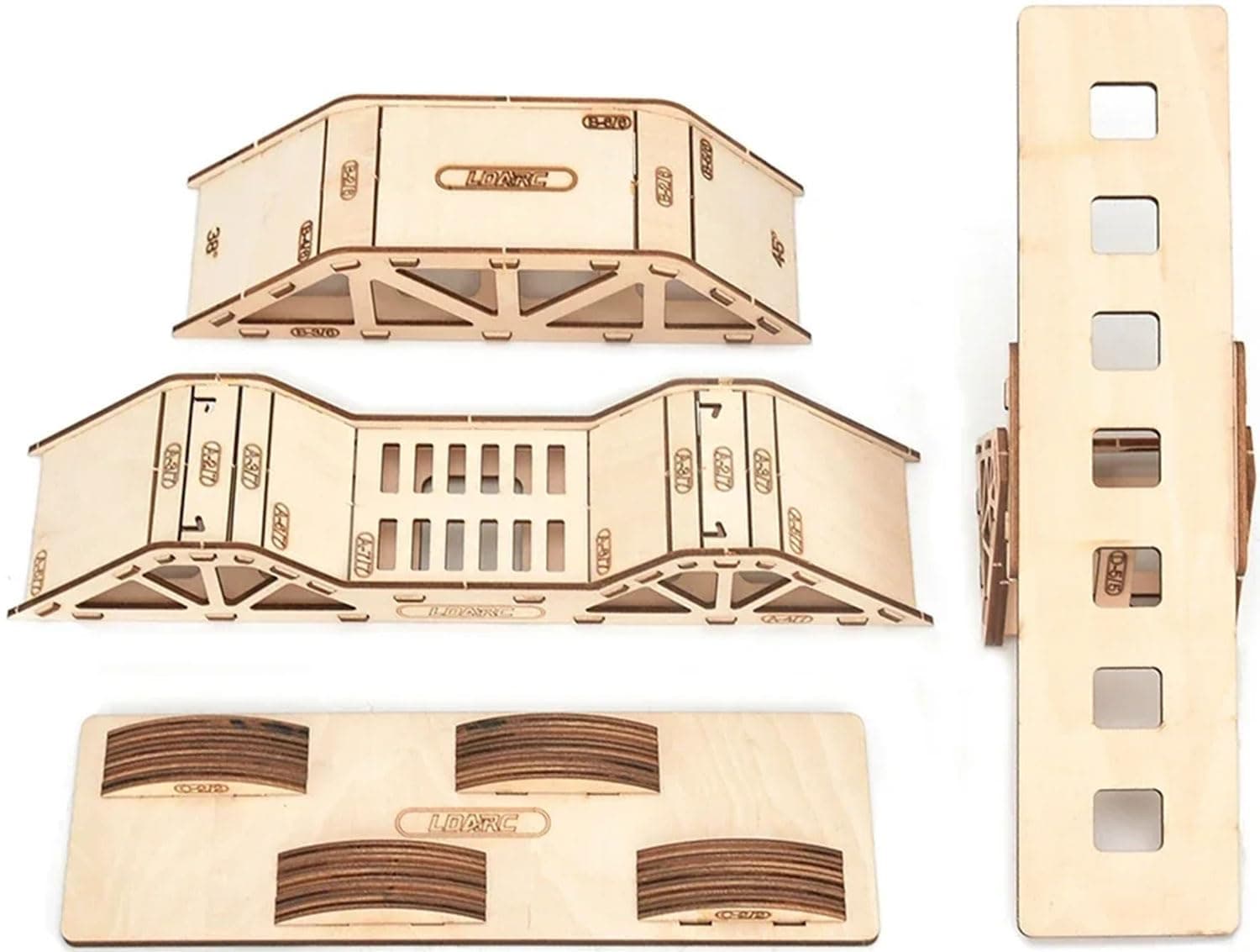 LDARC Obstacle Course 4-piece set for X43 Crawler/M58 Buggy, Canopy, Teeter Totter, Ramps, Rolling Roads