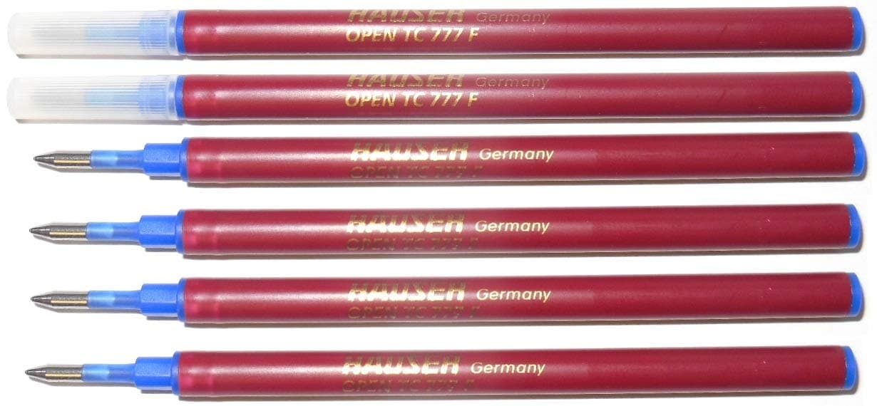 Hauser 777 Rollerball Pen Refills - 6 Pack - Blue