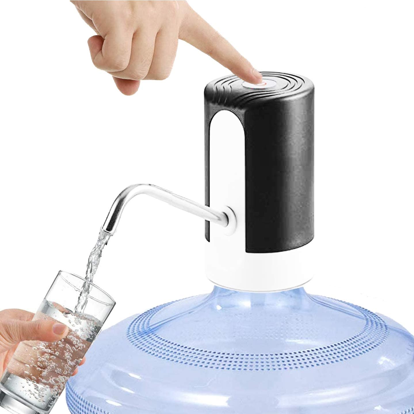 Luck Bamboo Drinking Water Pump，Portable Wireless Automatic Universal Drinking Water Dispenser, Pump Fit Water Bottles-4.5/5/10/11.3/15/18.9L,USB Charge Port Switch for Kitchen Office Camping