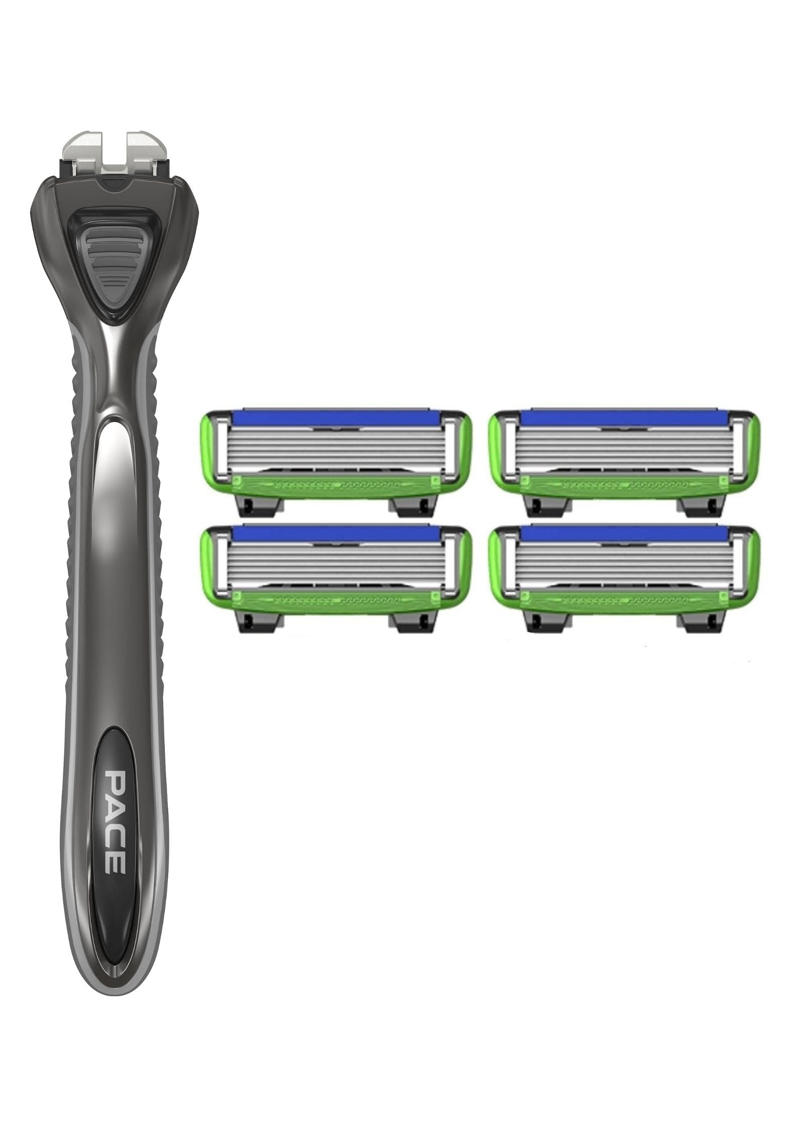 Dorco Pace 6 - Six Blade Razor System with Trimmer (1 Handle + 4 Cartridges)