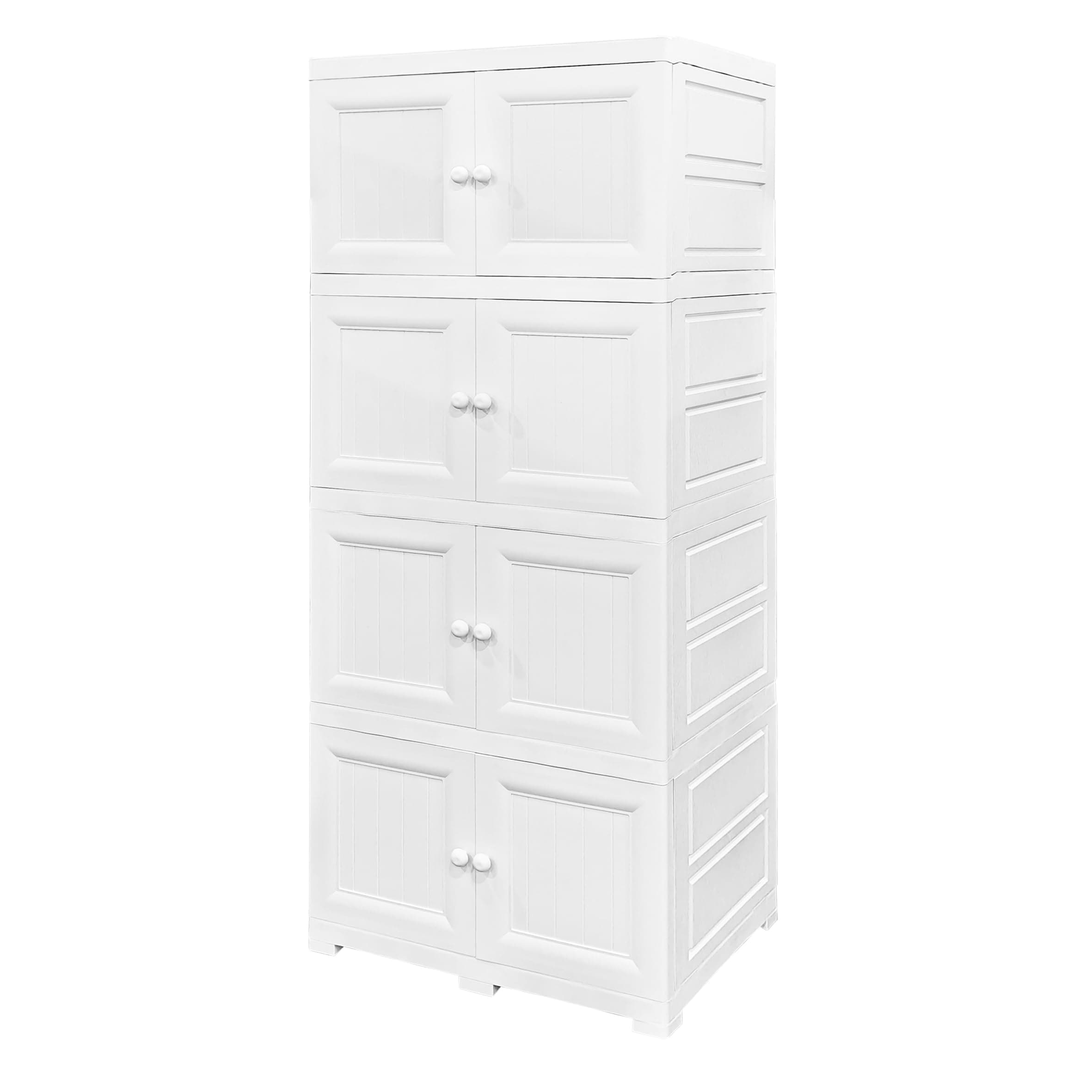 Multi-Purpose Plastic Storage Unit, Cupboard, Household Cabinet with 4 Extra Large Compartments 68 x 48 x 176cm (570L) White