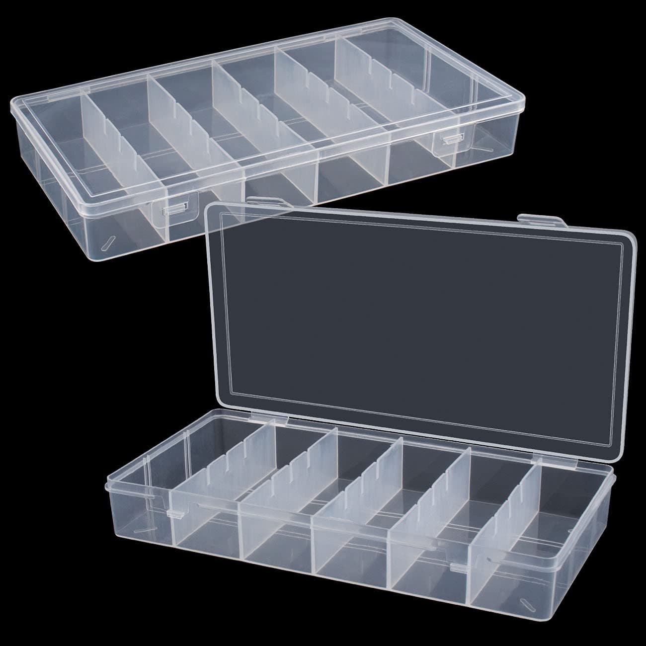 clear visible plastic storage box cosmetic tools storage box makeup tools fishing tackle accessory box organizer jewelry screws hardware accessories organizer box (2Pack)