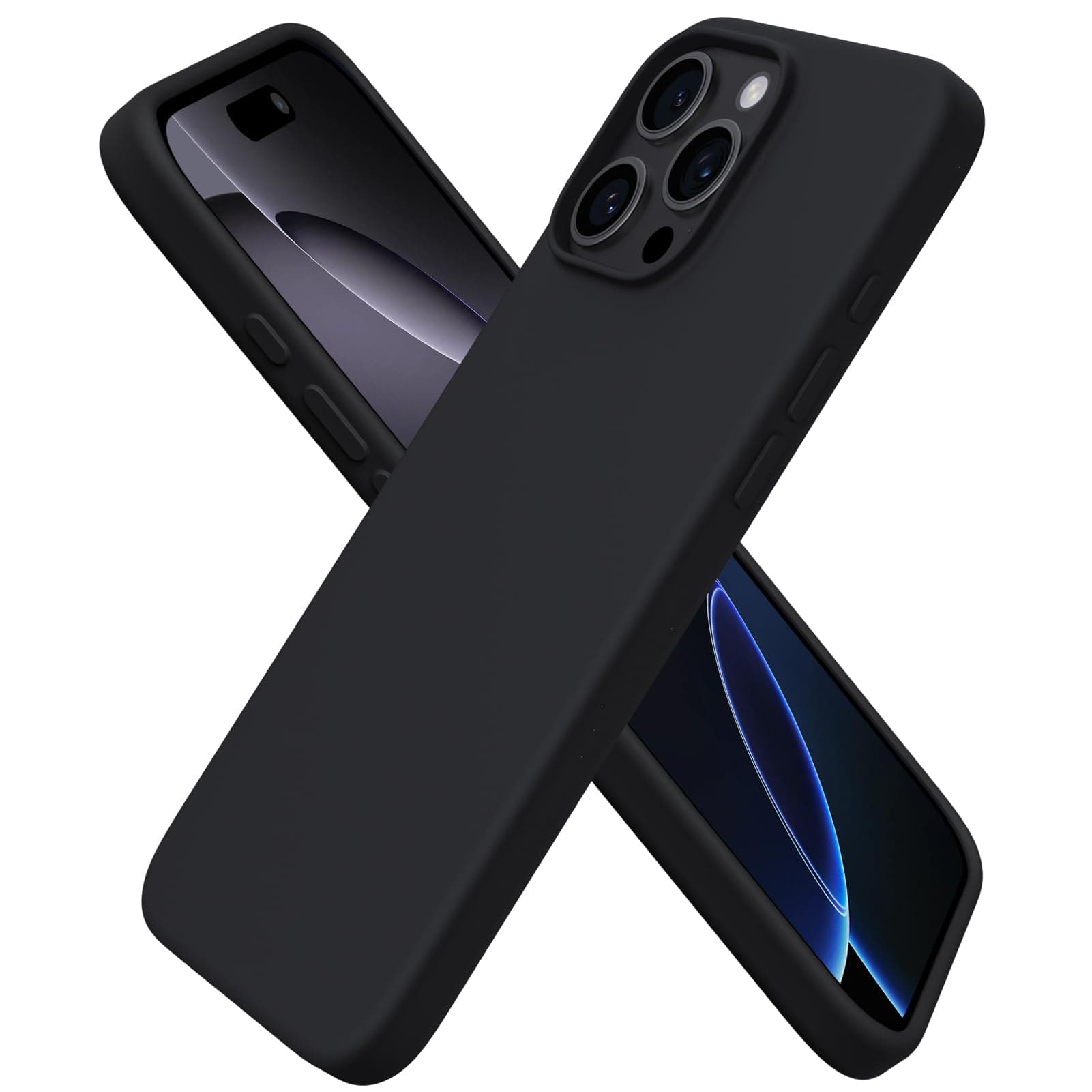 ORNARTO Compatible with iPhone 16 Pro Max Case 6.9", Slim Liquid Silicone 3 Layers Soft Gel Rubber Shockproof Protective Cover with Anti-Scratch Microfiber Lining-Black | 6.9", Slim, Liquid Silicone, 3 Layers, Soft Gel Rubber, Shockproof