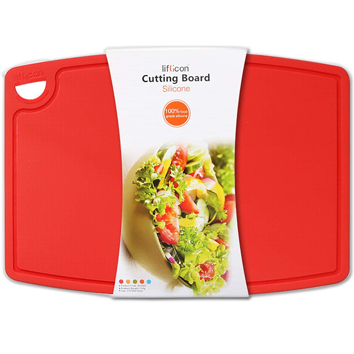 Extra Large Thick Silicone Cutting Boards for Kitchen 14.6'' x 10.43'' Flexible Cutting Chopping Boards/Mats Non-slip Deep Drip Juice Groove, Dishwasher Safe-Red