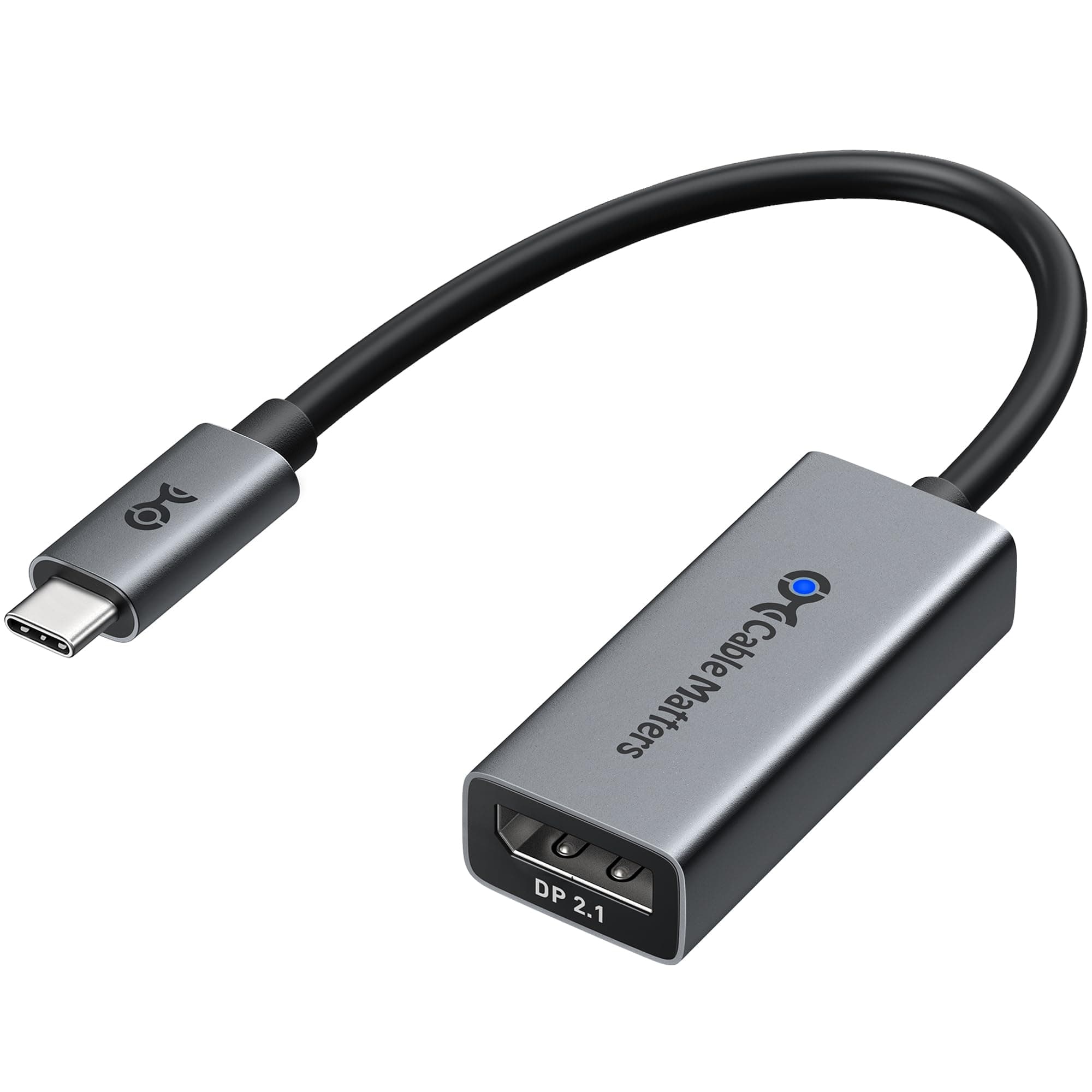 Cable Matters 80Gbps Unidirectional USB C to DisplayPort 2.1 Adapter, [16K@60Hz, 8K@240Hz, 4K@960Hz and HDR], Thunderbolt 5/4, USB4 Compatible with VR Headset, MacBook, iPad Pro, XPS, Surface Pro
