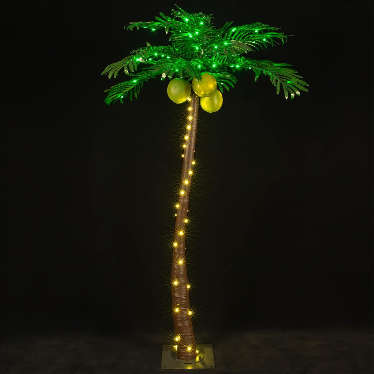 5ft Lighted Palm Tree with 136 LED Lights & Glowing Coconuts, Dimmable, Decorative Artificial Tree for Indoor & Outdoor Use, Perfect for Home, Garden, Patio, Summer, Tropical Party & Holiday