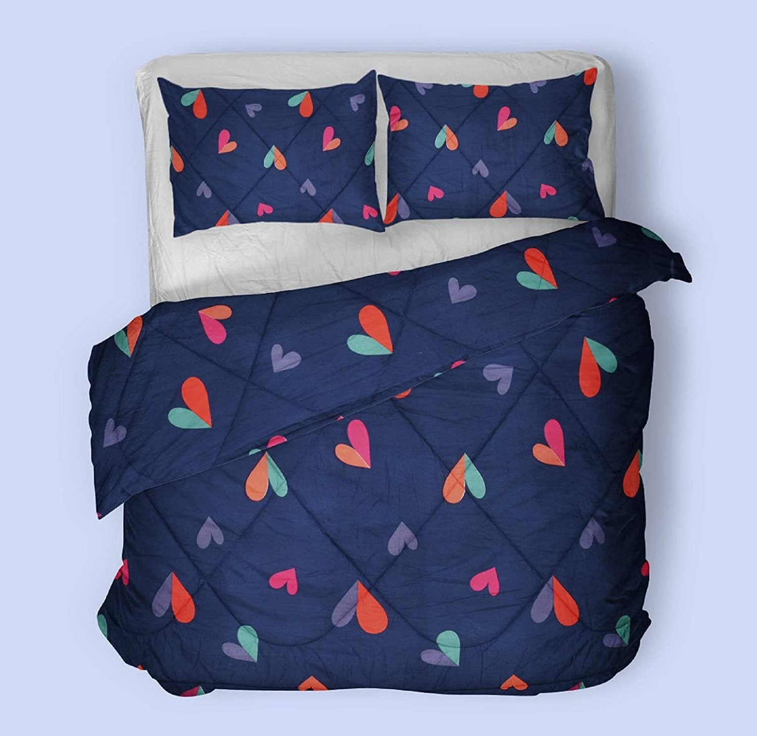 VN Bed Sheets with Elastic Strips qeen Size Double Fitted bedsheet with 2 Pillow Covers Poly Cotton Size 78"x72"x8" ( fits Upto 8 inches mattresses ) White Colour