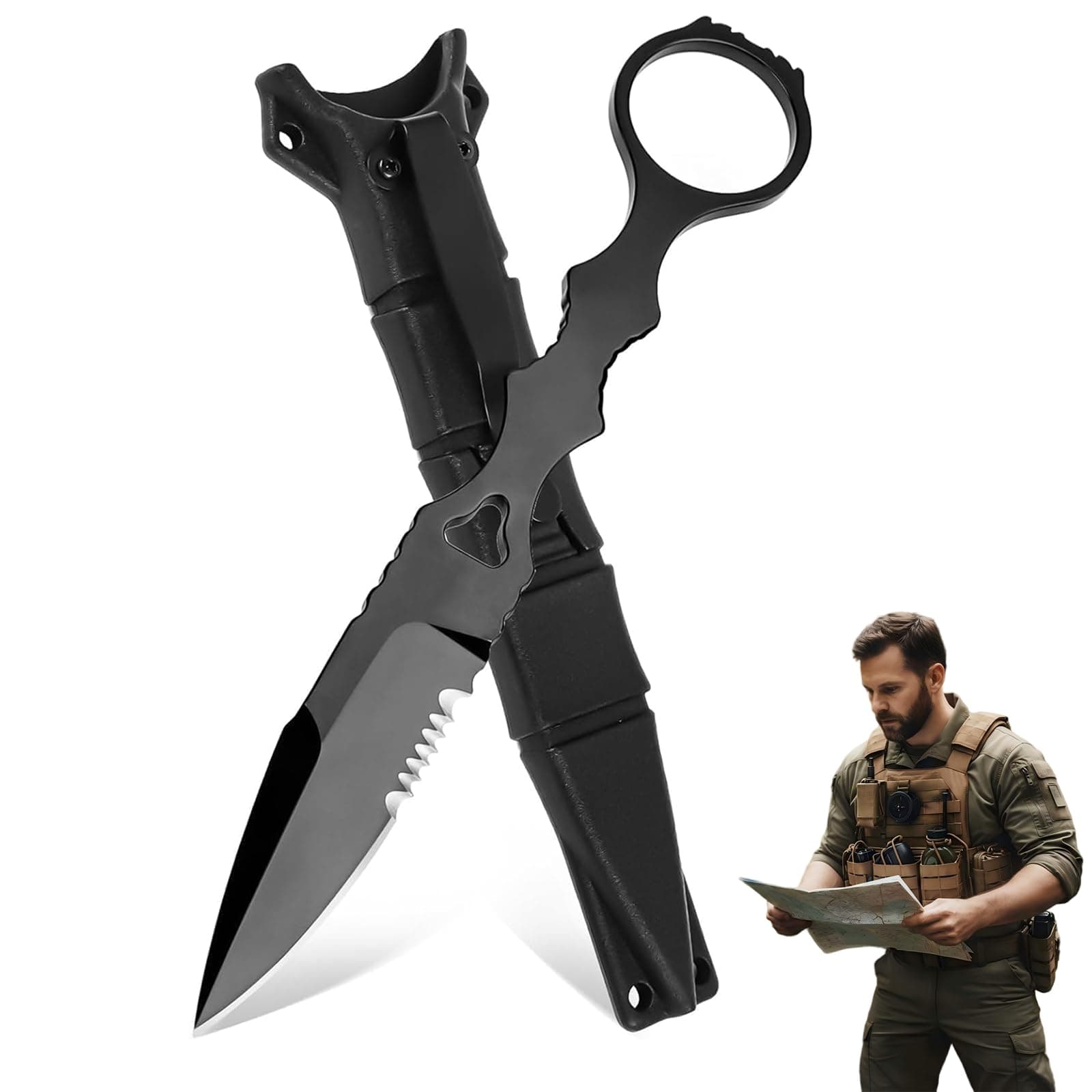 Camping Knife Fixed Blade Knife with Sheath 440C Razor Sharp Blade for Daily Life Camping Survival Hunting Collection Outdoor Work