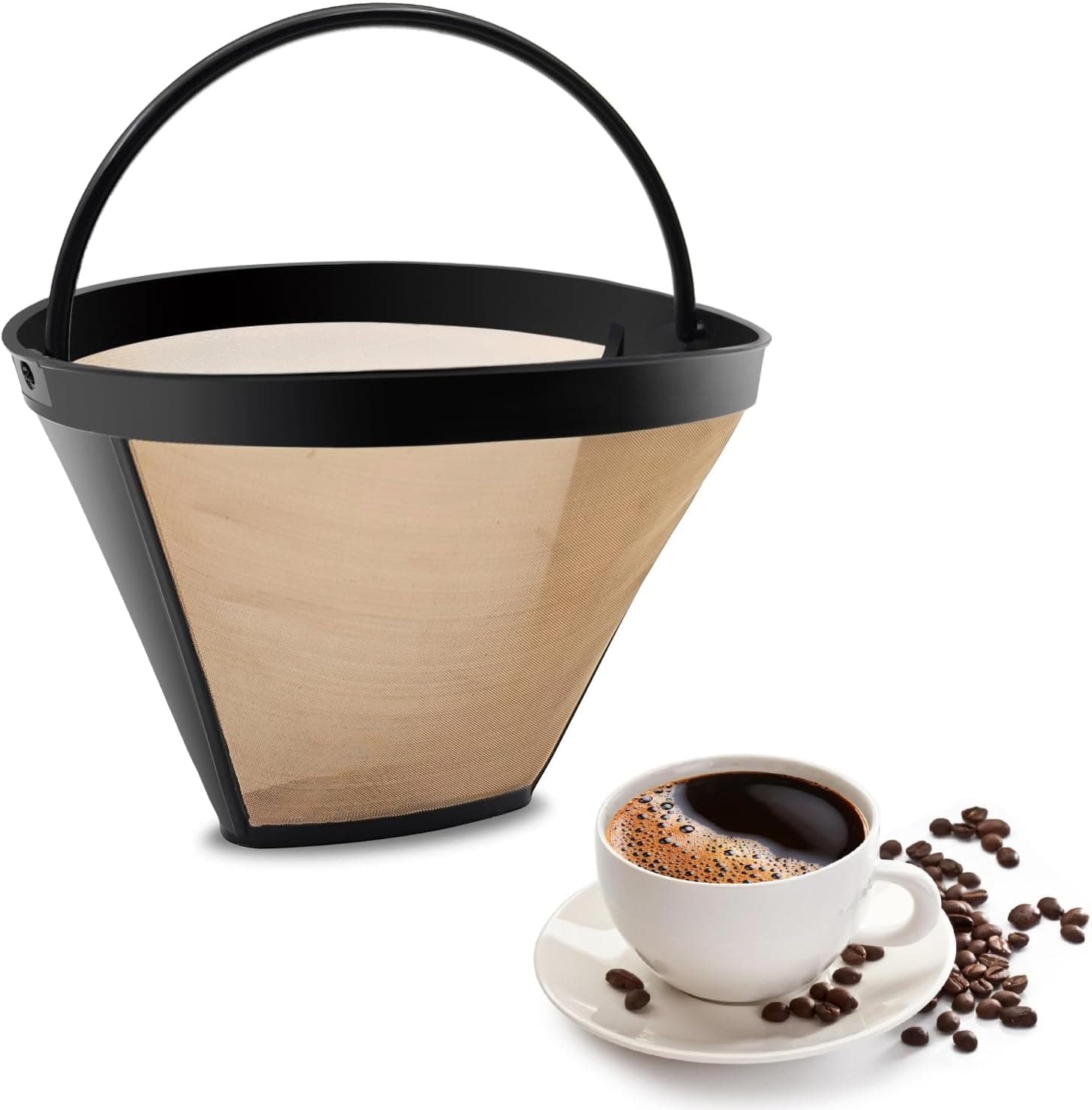 – Reusable Coffee Filters, 1 Pc Permanent #4 Cone Shape Coffee Filter Mesh Basket Stainless Coffee Filters Basket Replacement fits for Cuisinart/Ninja Coffee Makers and Brewers