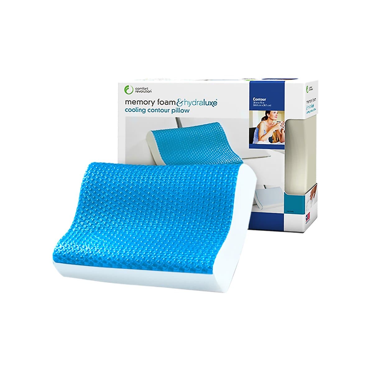 Contour Blue Bubble Gel Memory Foam Pillow