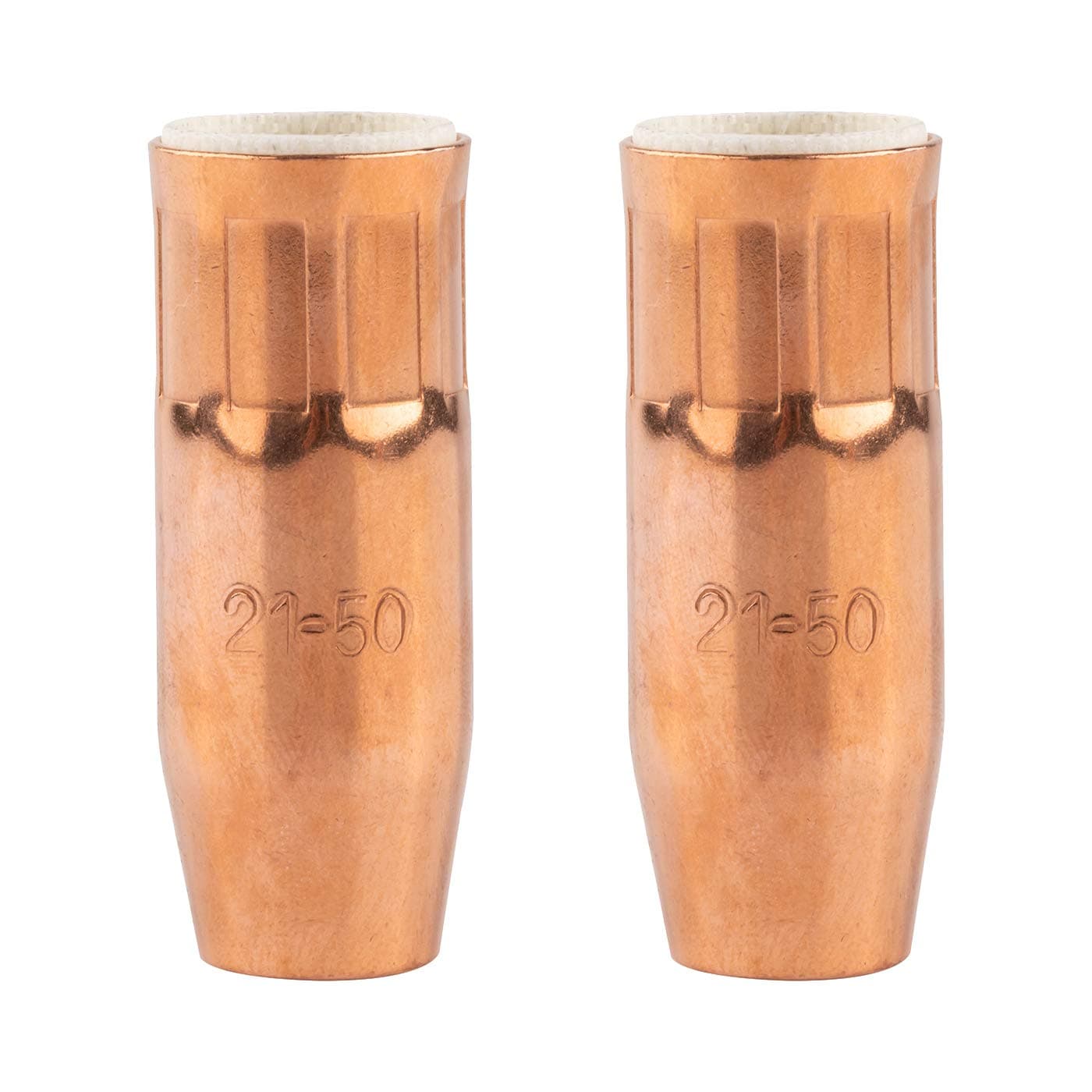 WeldForce 1/2-Inch Diameter Copper MIG Wire Welding Nozzle; Tweco® Style Compatible Nozzle; Easily Threads onto Most Standard MIG Welding Guns; 2-Pack of MIG Wire Nozzles