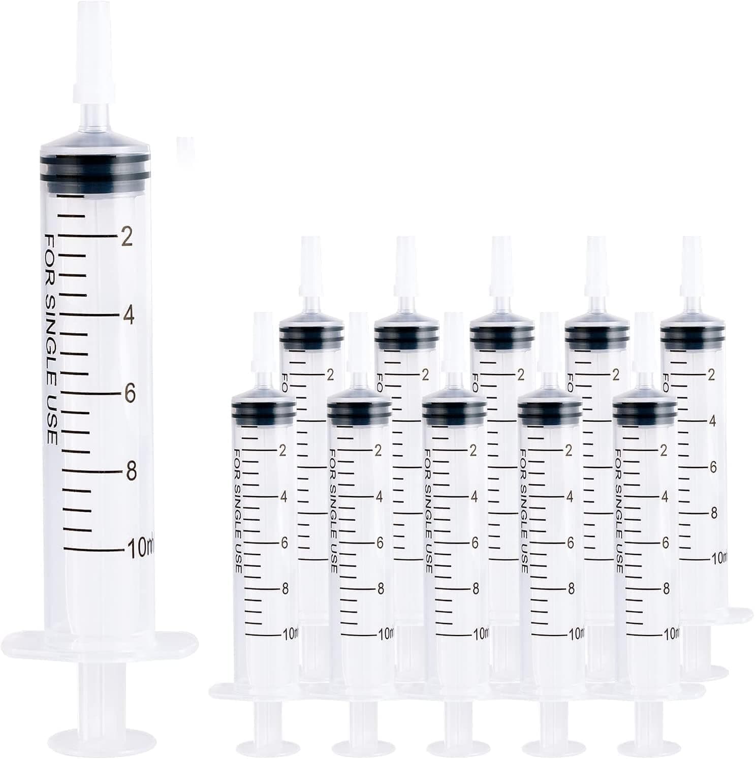 30 Pcs 10ml Plastic Syringes With Tip Cap - No Needle, Accurate Measurement for Scientific Labs, Feeding Pets, Refilling