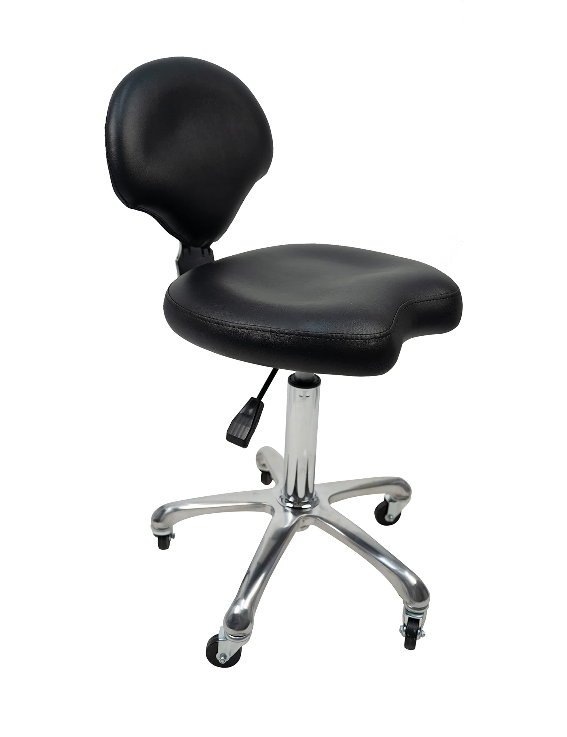 Adjustable Stool Chair with Backrest Swivel Seat Rolling Wheels for Studio Dental Office Salon and Counter Home Desk Chair (Black-U)