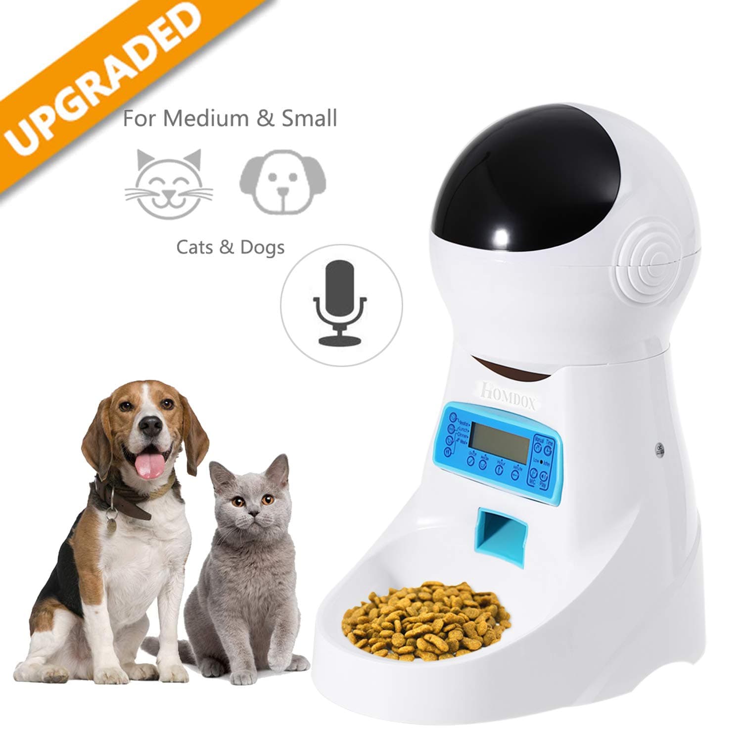 Automatic Cat Feeder Pet Food Dispenser Feeder Medium Large Cat Dog——4 Meal, Voice Recorder Timer Programmable,Portion Control