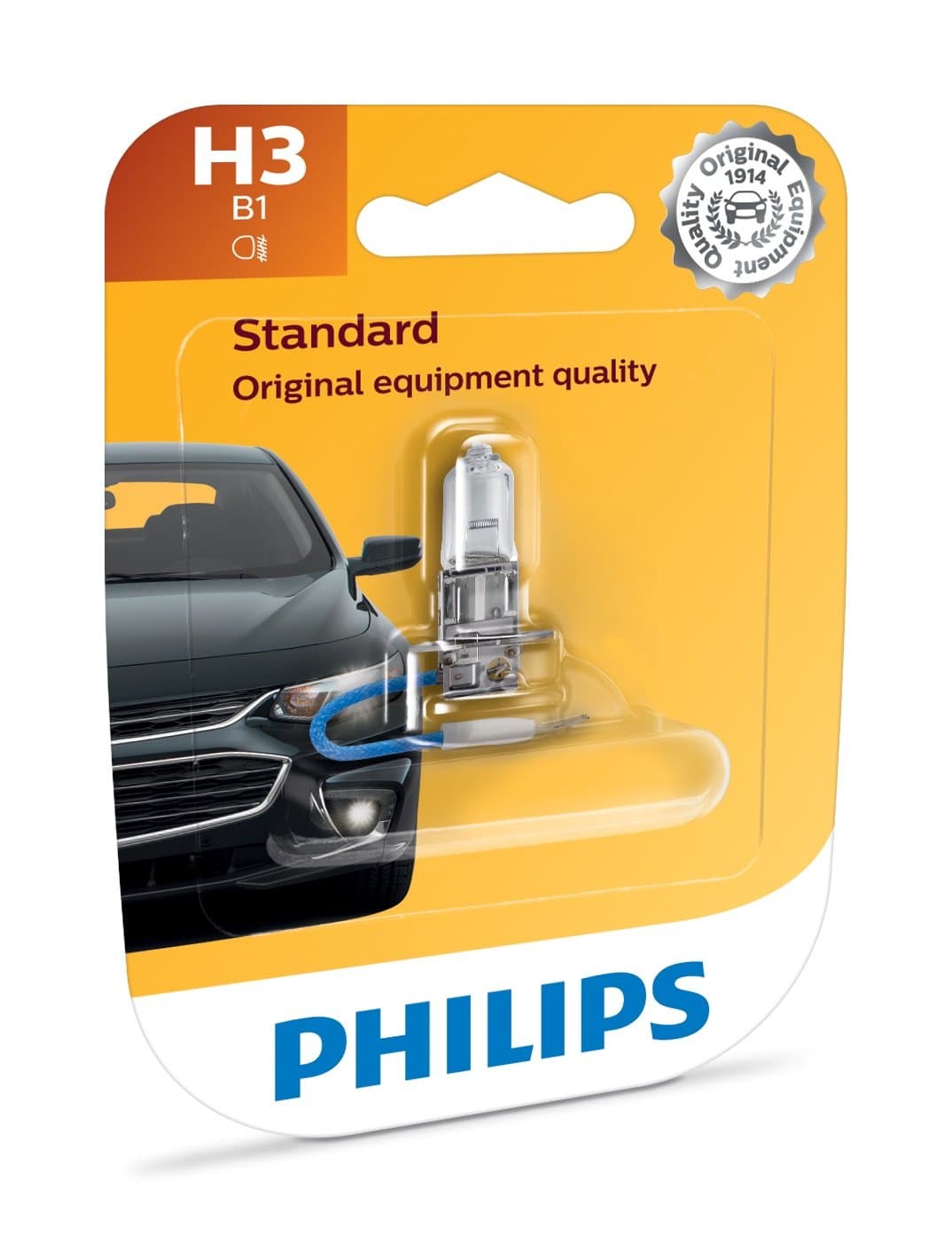 Philips H3 Standard Halogen Replacement Headlight Bulb, 1 Pack
