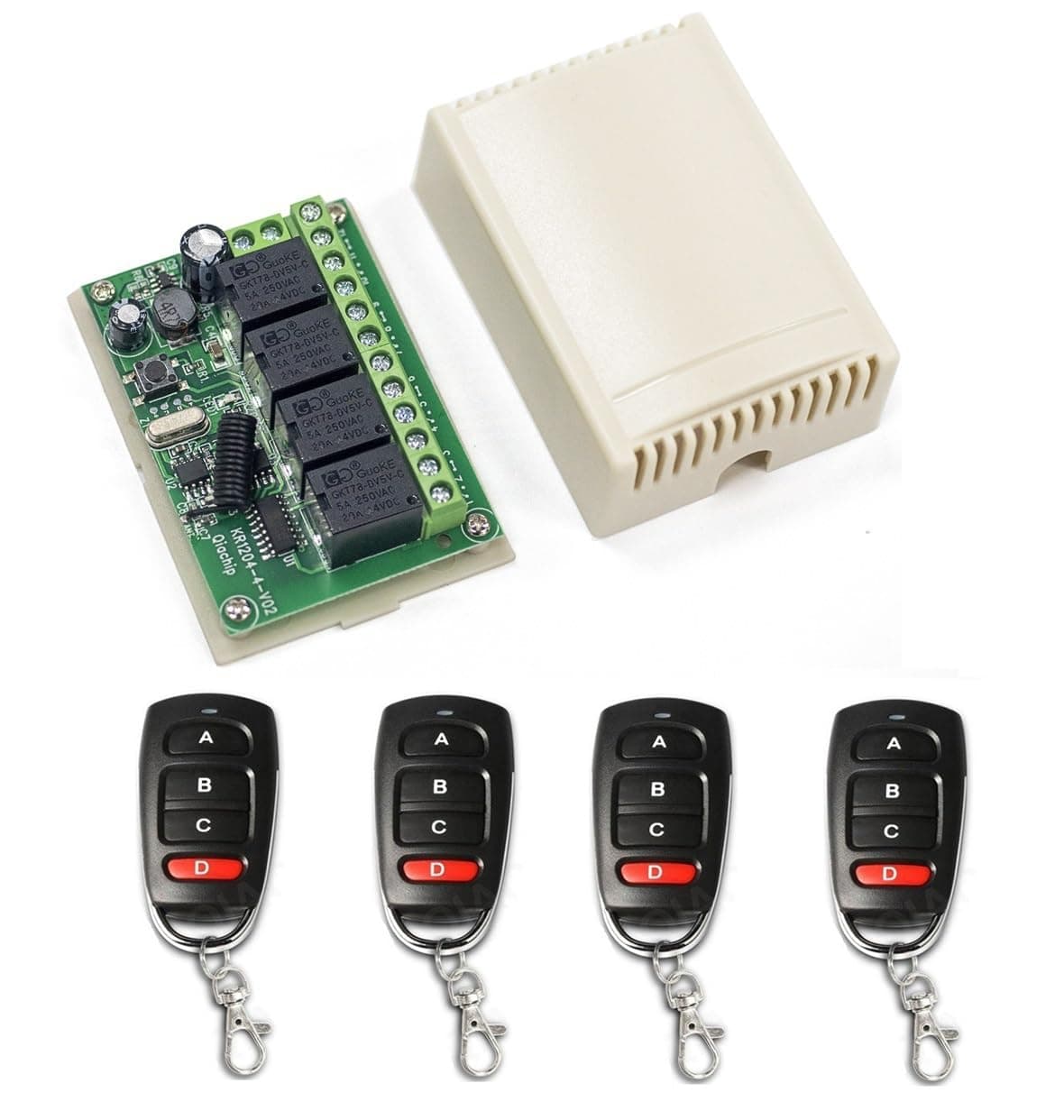 QIACHIP 433Mhz Wireless RF Switch DC 12V 24V 4Channel Wireless Remote Control...