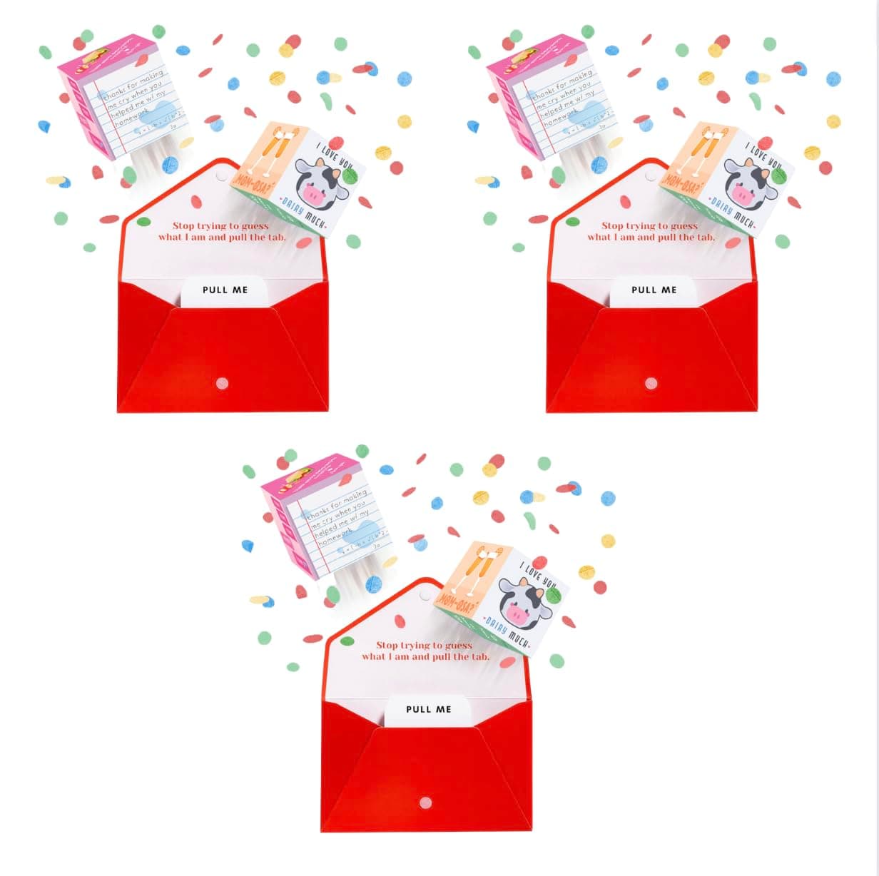 Make It Mine PopBox, The Original Explosion Confetti Pop Up Birthday Greeting Card With Two 3D Popup Image Cubes - Classic Exploding Birthday Popup Card (3 Pack)