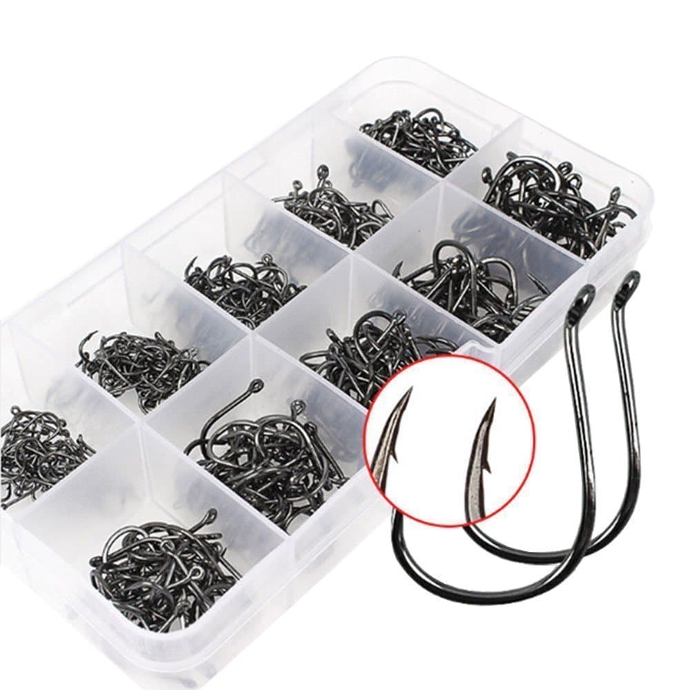 500pcs 10 Different Sizes Fishing Hooks Fish Hooks Fishhooks Sharpened Sharp Fishing Fish Hook Tackle Lure Bait Set Kit