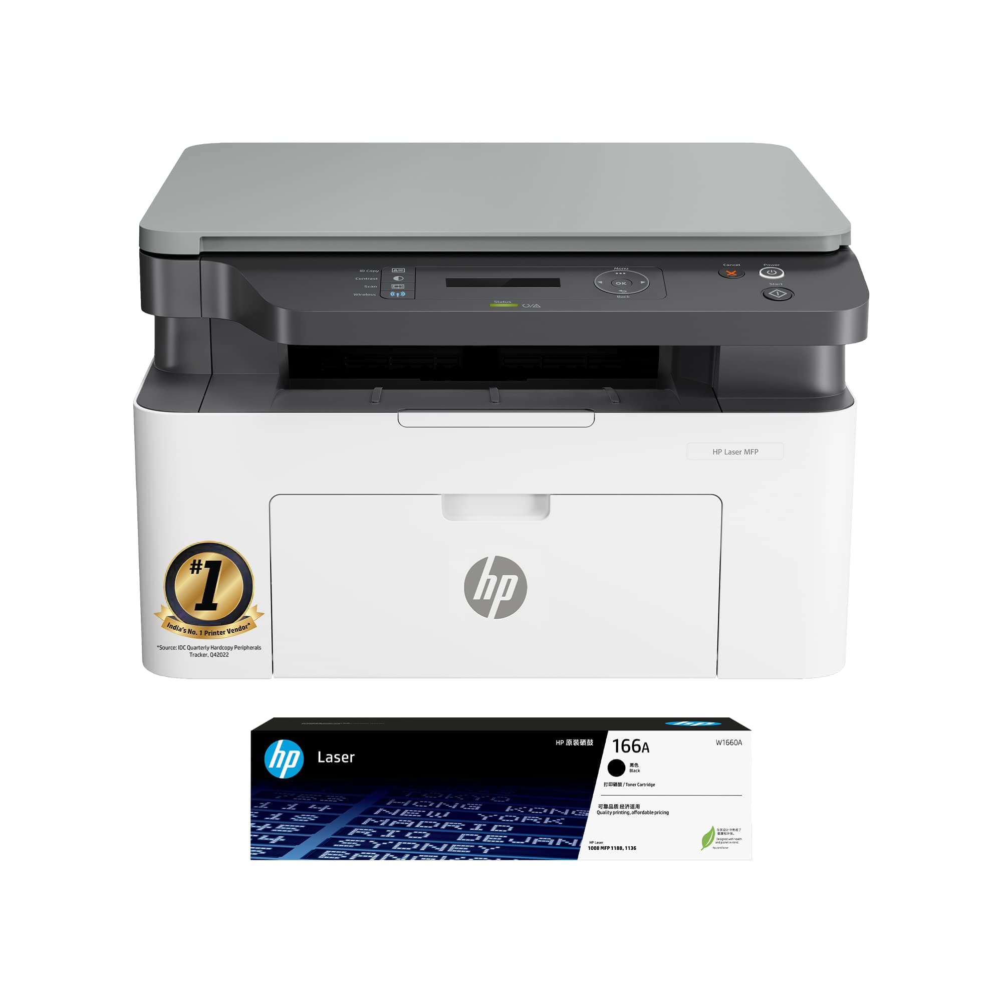 LaserJet 1188nw WiFi Printer, Print Copy Scan, Compact Design, Reliable and Fast Printing, Network Support