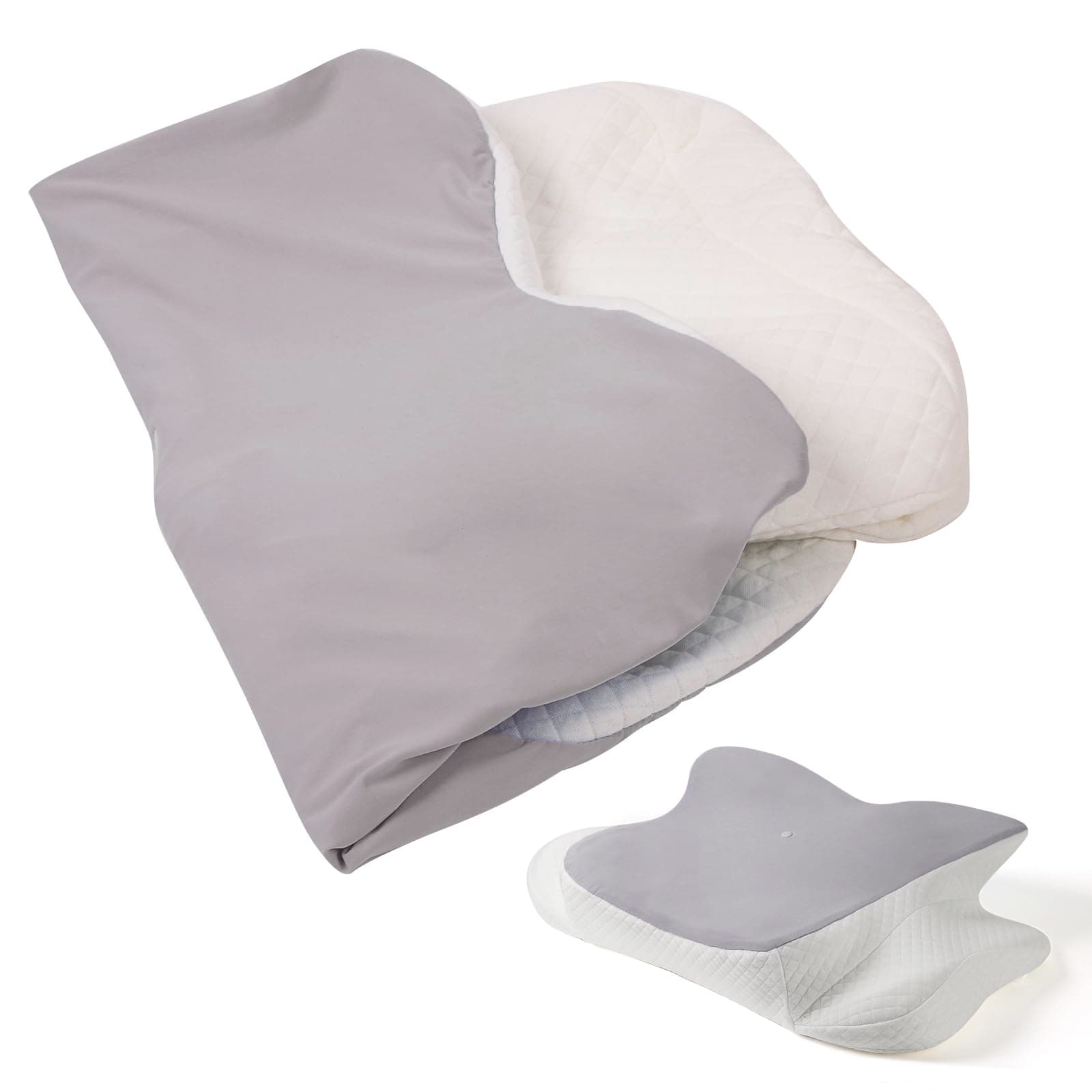Cervical Pillow Case Compatible with Donama(Only for Standard Size),Comfortable and Breathable Pillowcase for Cervical Pillow,Pillow Case Only,Pillow Not Included,1PC (Gray)