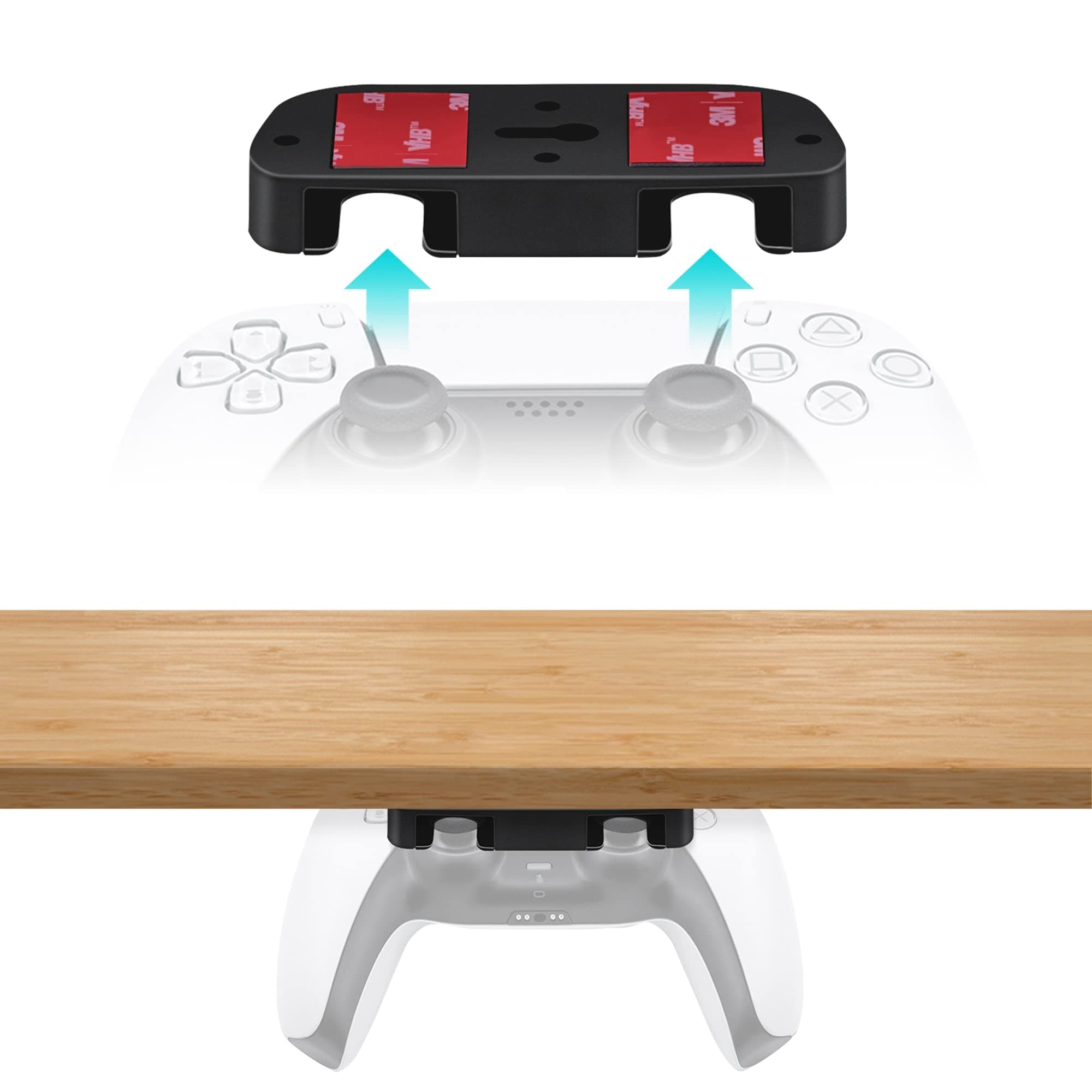 Mcbazel Under Desk Mount for PS5/PS4 Controller, Table Stand Holder Compatible with PlayStation 5/4 Controller - Black