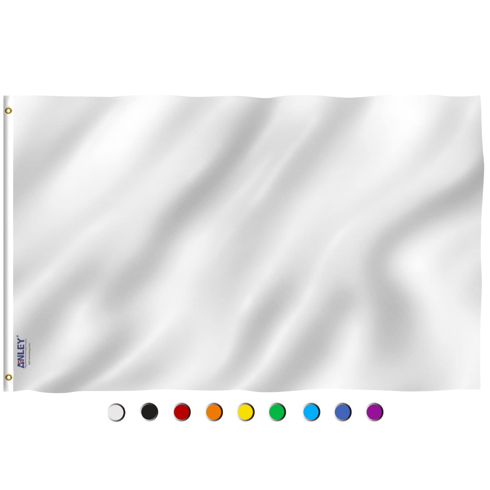 ANLEY Fly Breeze 3x5 Foot (90 X 150cm) Solid White Flag - Vivid Color and UV Fade Resistant - Canvas Header and Double Stitched - Plain White Flags Polyester with Brass Grommets 3 X 5 Ft