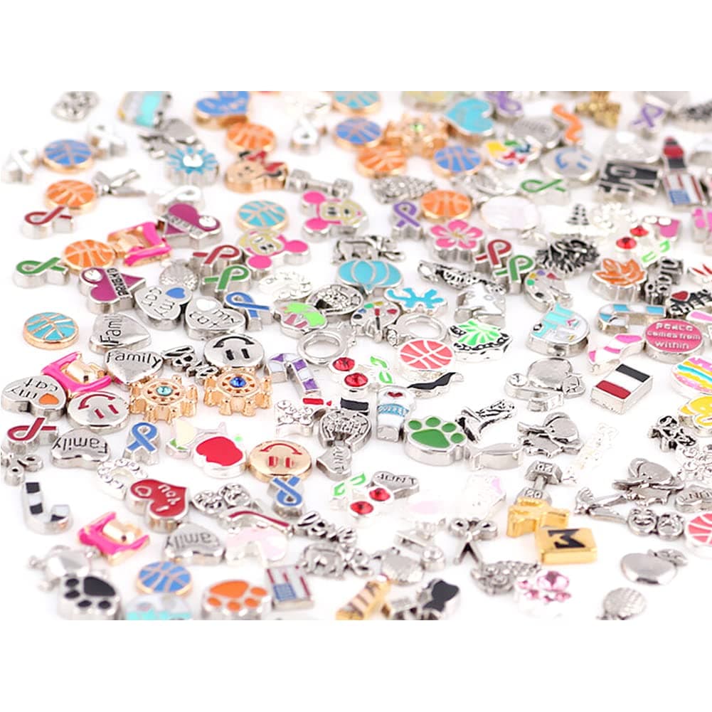 MiraclekooMiraclekoo 100 Pcs Floating Charms Assorted Mix DIY for Floating Lockets Glass Living Memory Lockets