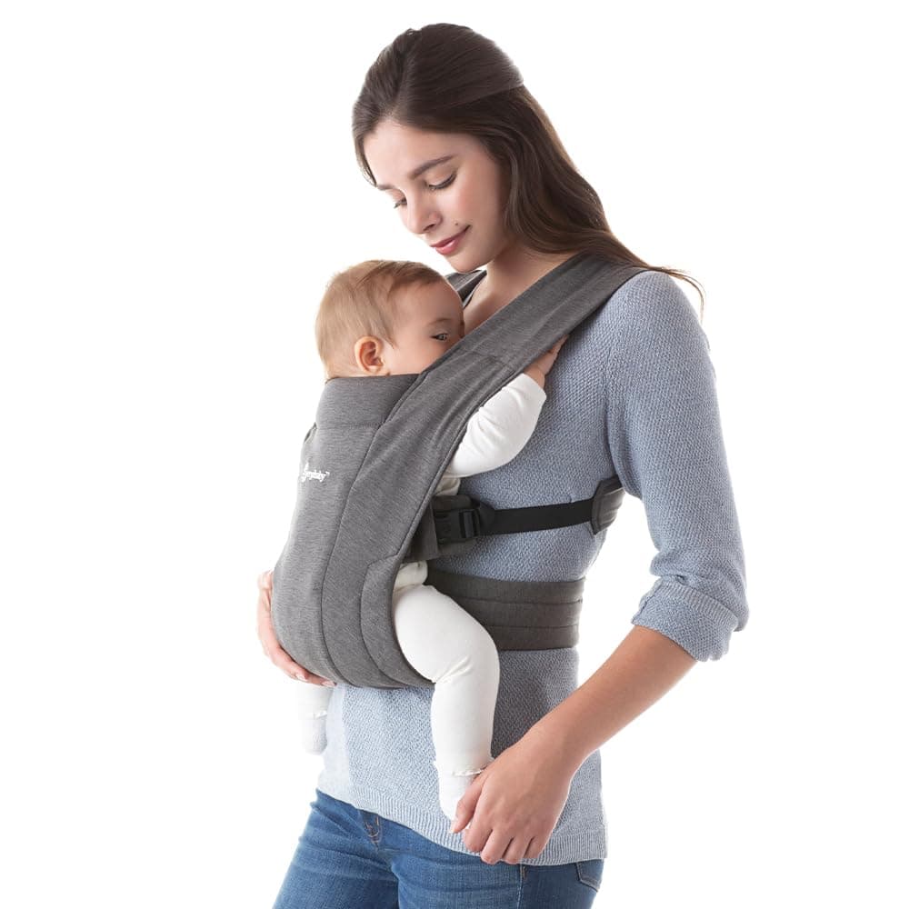 Embrace Baby Carrier Newborn to Toddler - Breathable Baby Carriers for Summer - Cozy Essentials (7-25 Pounds), Ponte Knit, Heather Grey