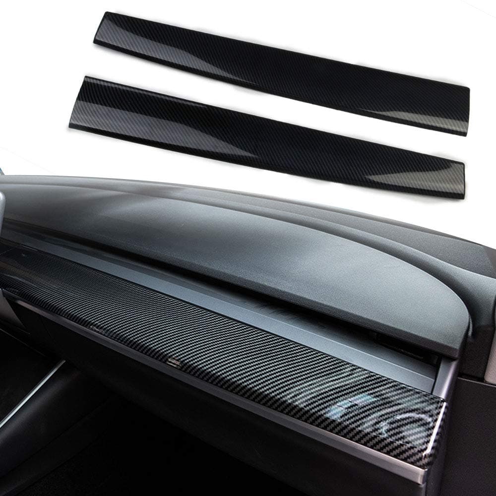 2Pcs/Set Carbon Fiber look Central Control Dashboard Panel Trim For Tesla Model 3 Model Y 2017-2023