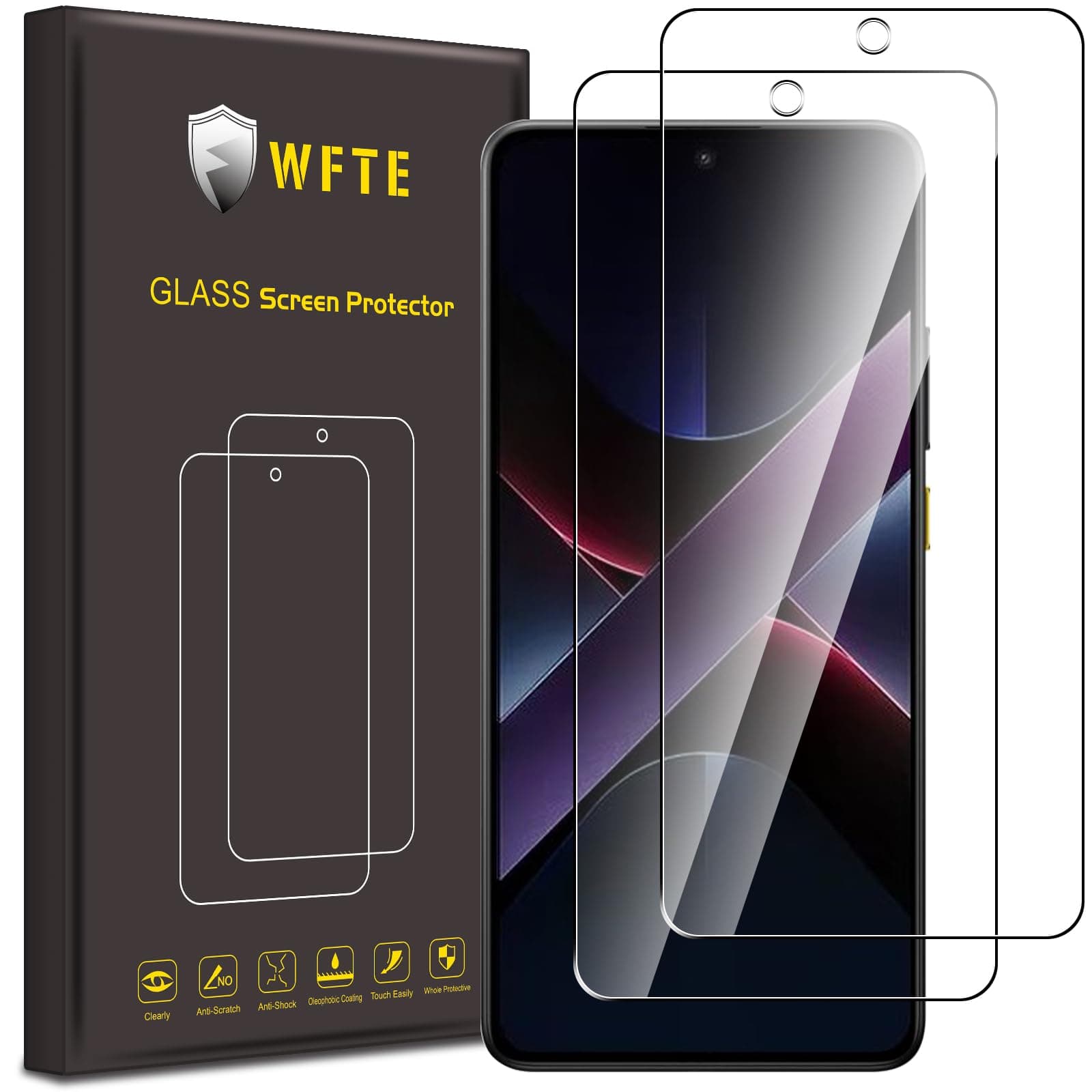 [2-Pack Screen Protector for Xiaomi Poco X7 Pro 5G/Poco M6 Pro,Anti-Scratch,High Transparency,Anti-fingerprint,Bubble-Free,Dust-Free Premium Screen Protector Tempered Glass For Poco X7 Pro 5G