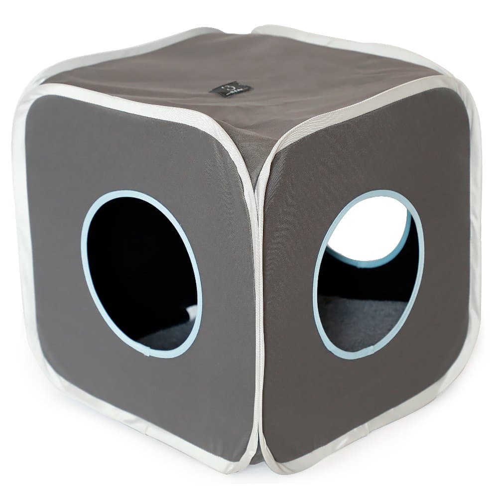 A4Pet Foldable Cat Cube，Cat Condo，Cat Bed，Cat Tunnel, Cat Toy Hanging Ring,15" L X 15" W X 16" H