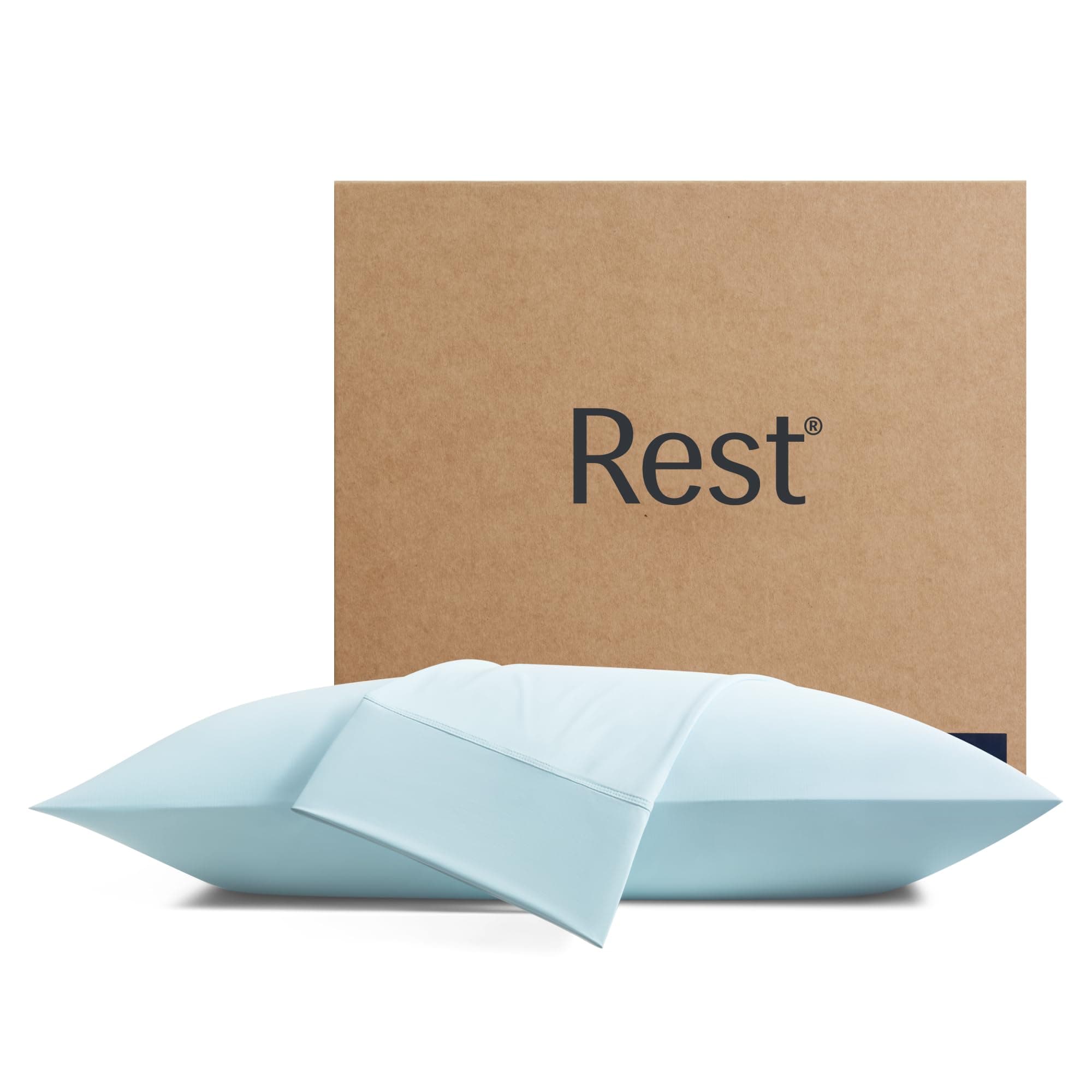 REST® Evercool®+ Cooling Pillow Cases Standard - 2 Pillowcase for Sensitive Skin, Silver Infused Fabric for Hygienic Sleep, Silky Smooth for Curly Hair, High Elastic for Snug Fit (19x29 inches)