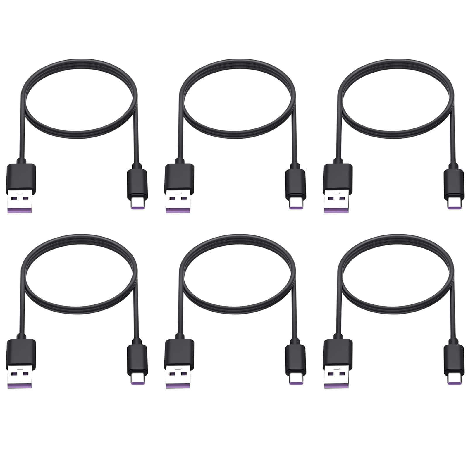 Smays USB Type C Cable USB-A to USB-C Charging Cable 6 ft Multipack, 6-Pack